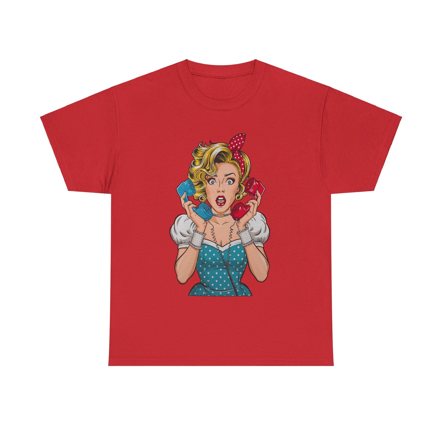 PopArt Girl on the Phone Tshirt unisex heavy cotton