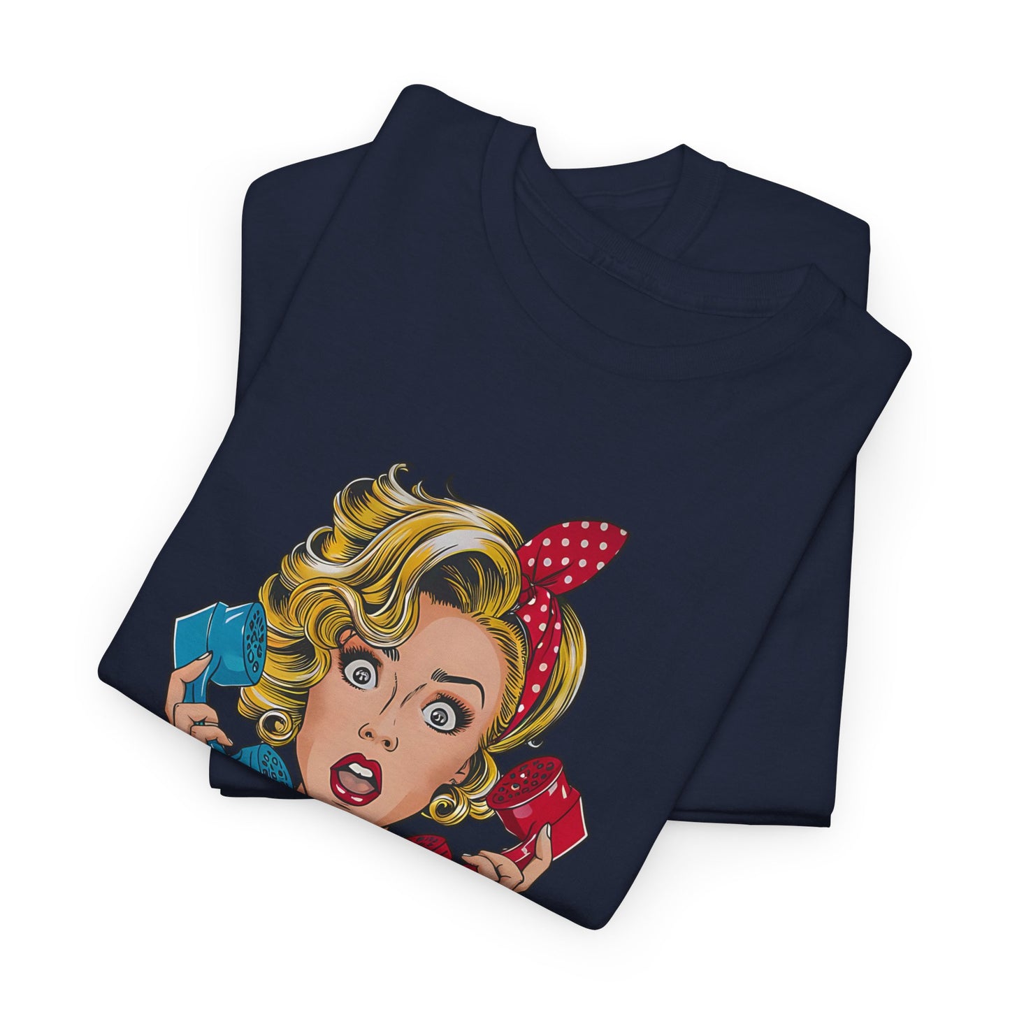 PopArt Girl on the Phone Tshirt unisex heavy cotton