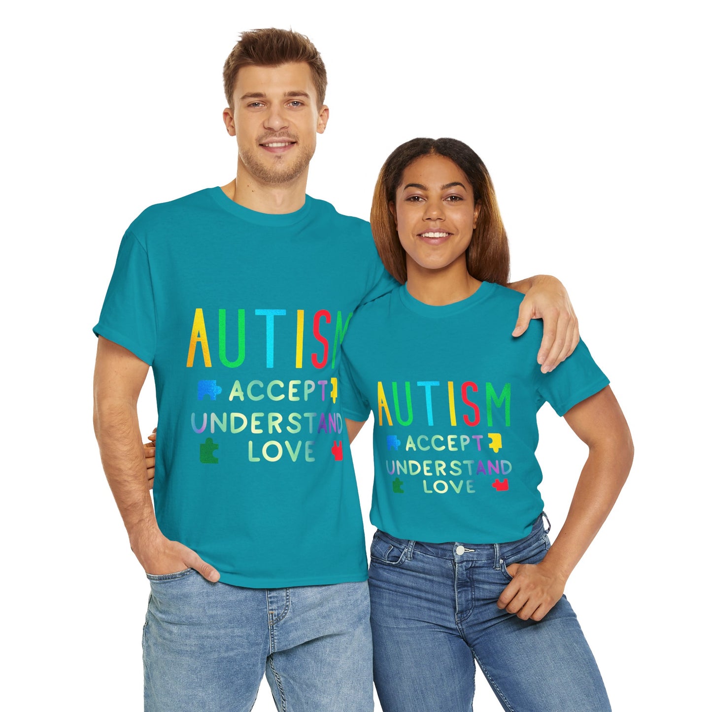 Autism ACCEPT UNDERSTAND LOVE T-shirt Unisex Heavy Cotton
