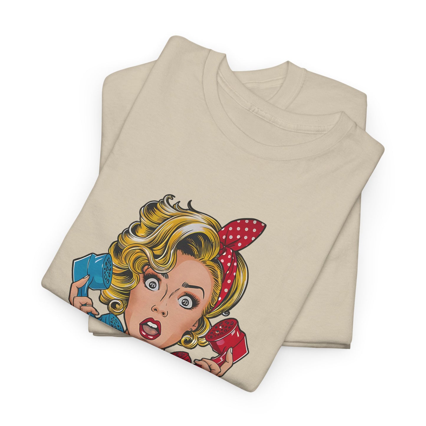 PopArt Girl on the Phone Tshirt unisex heavy cotton