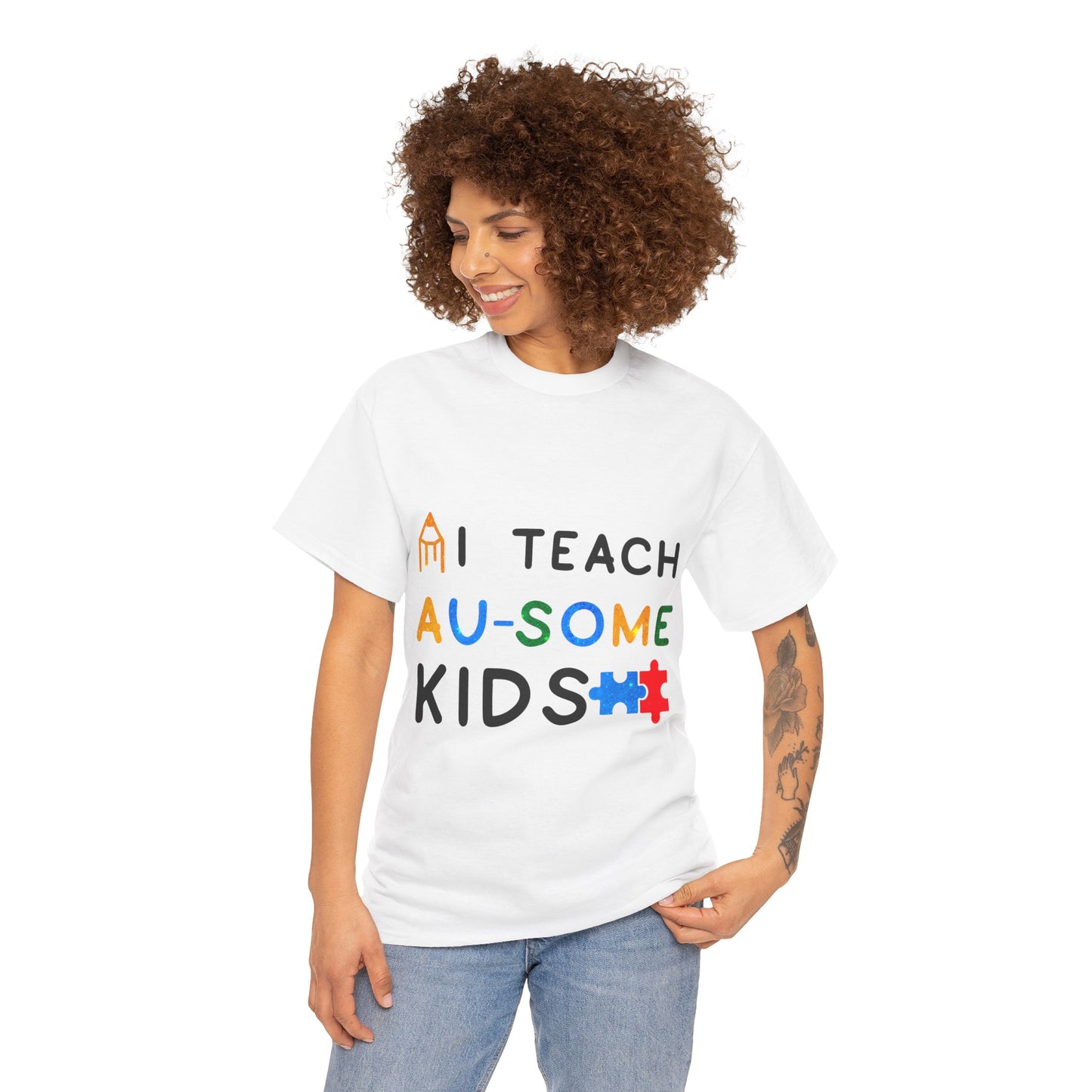 Autism I TEACH AU-SOME KIDS T-shirt Unisex Heavy Cotton