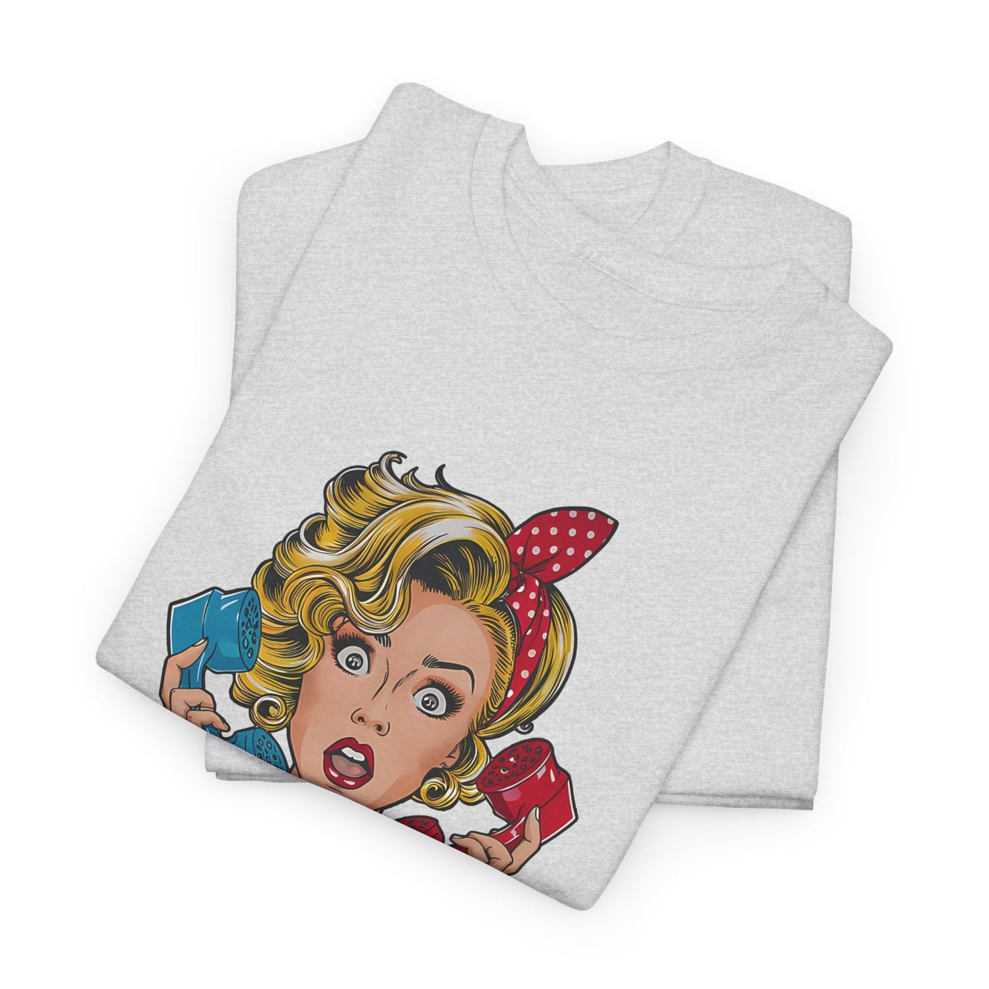 PopArt Girl on the Phone Tshirt unisex heavy cotton