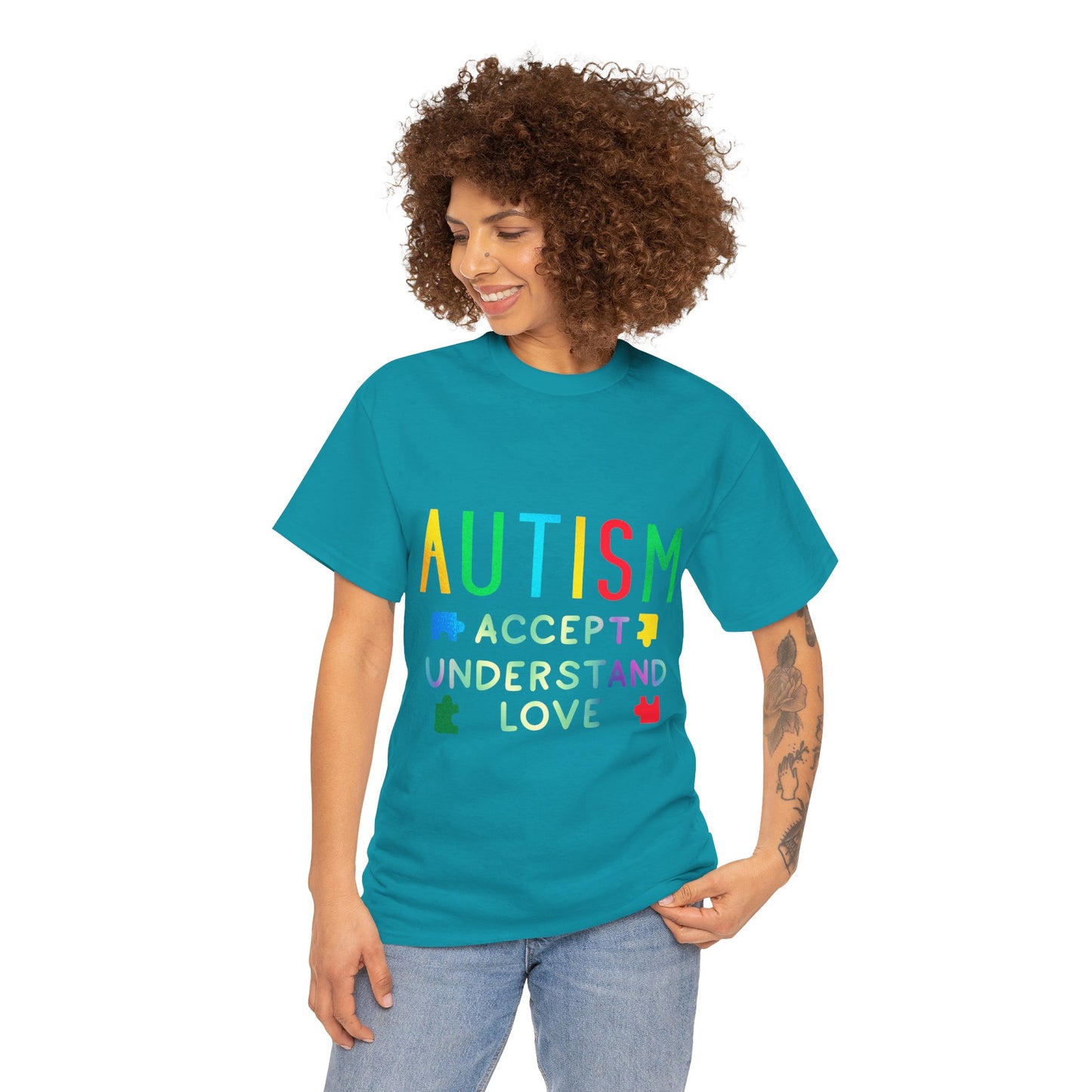 Autism ACCEPT UNDERSTAND LOVE T-shirt Unisex Heavy Cotton