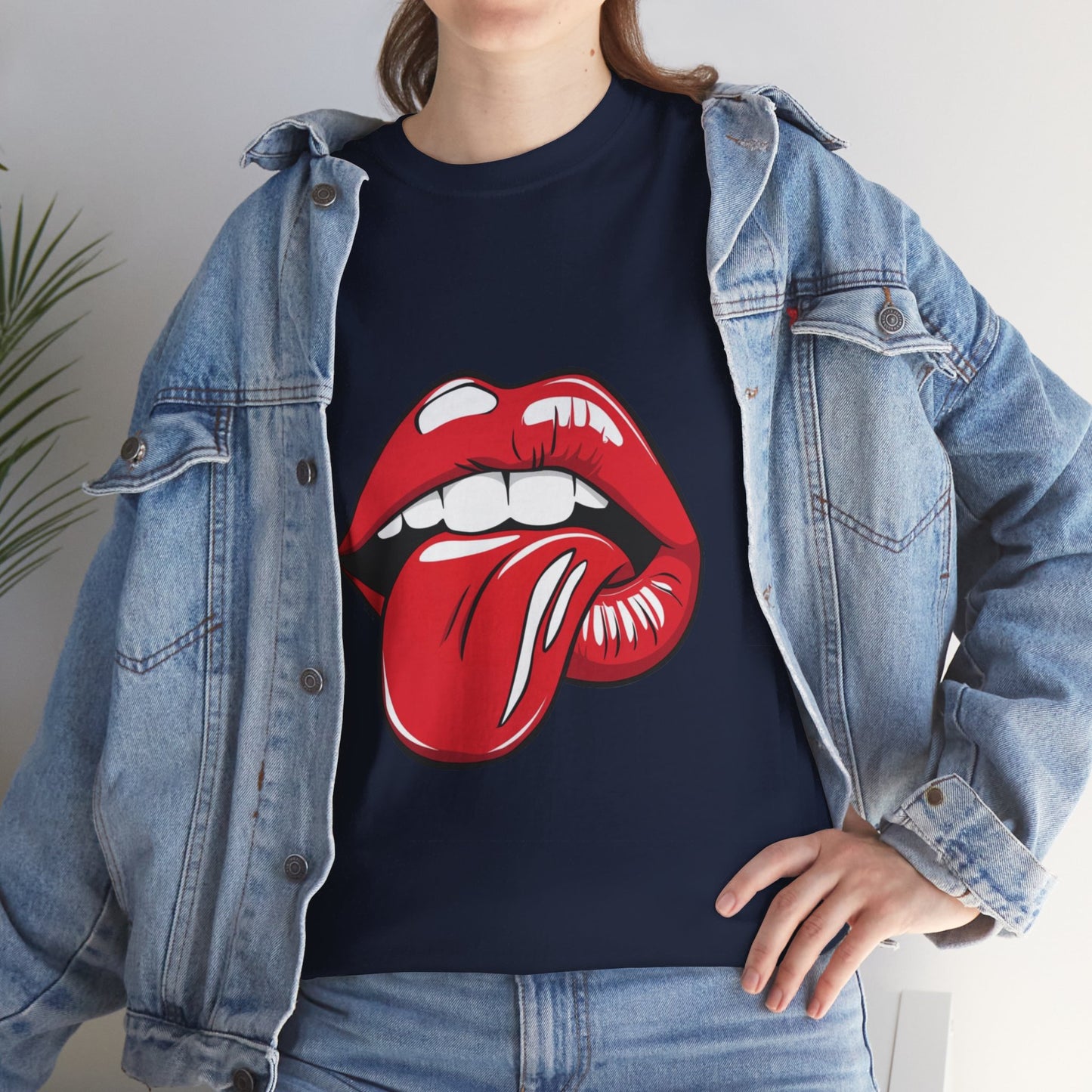 Sexy Retro PopArt Red Lips and Tounge Unisex heavy cotton Tshirt