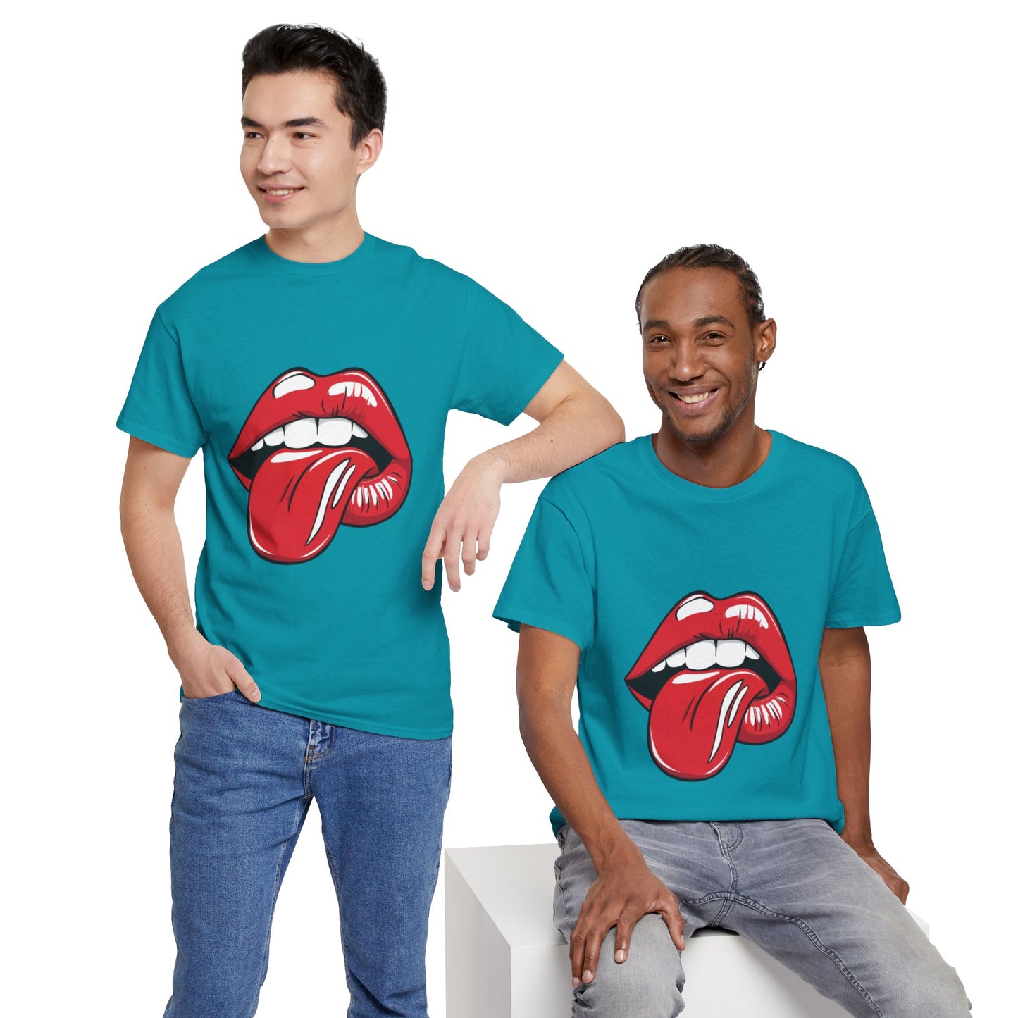 Sexy Retro PopArt Red Lips and Tounge Unisex heavy cotton Tshirt