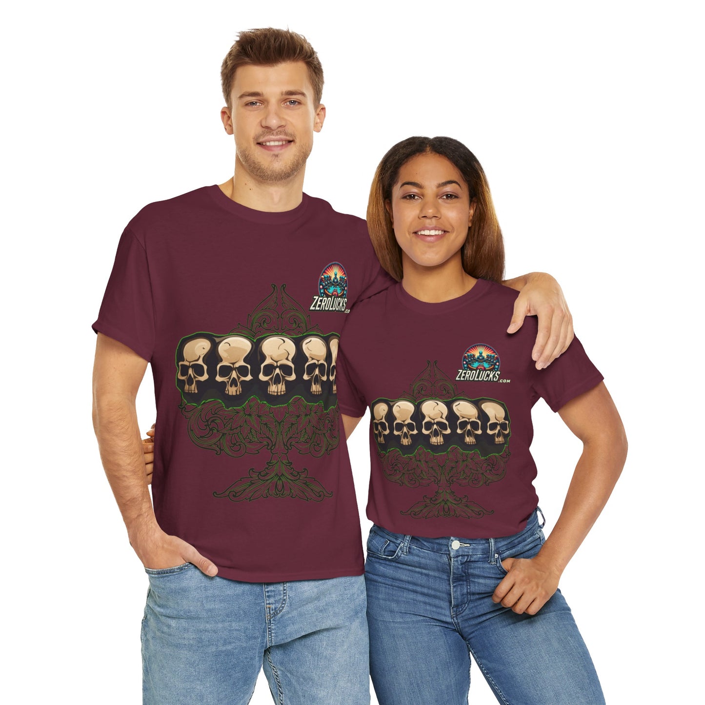 No Lucks Skulls with Spade T-shirt Unisex Heavy Cotton