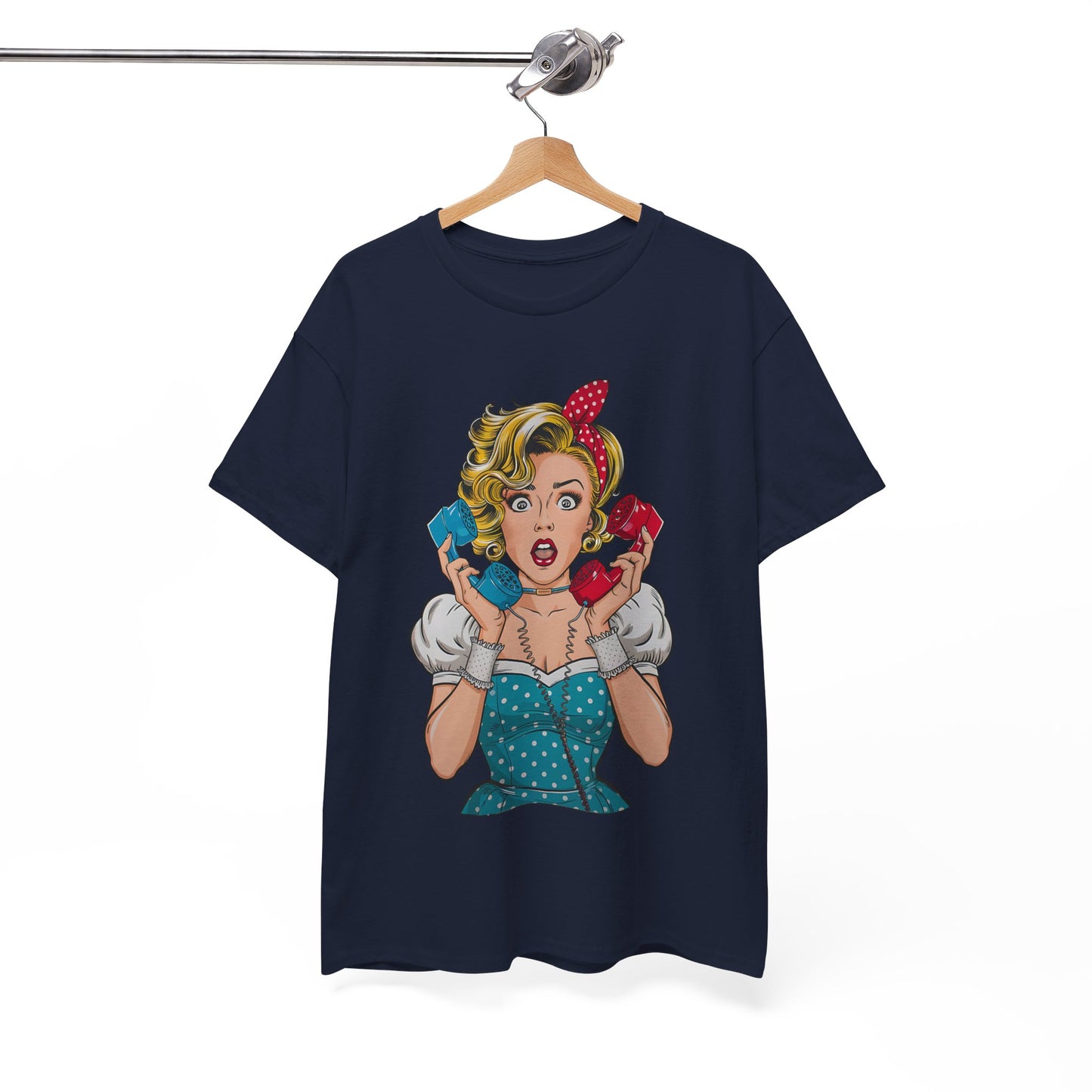 PopArt Girl on the Phone Tshirt unisex heavy cotton