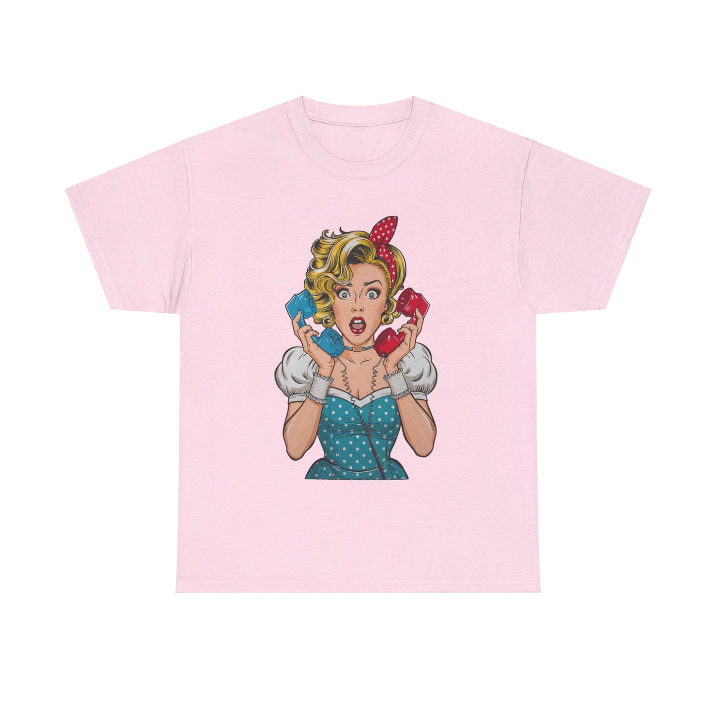 PopArt Girl on the Phone Tshirt unisex heavy cotton