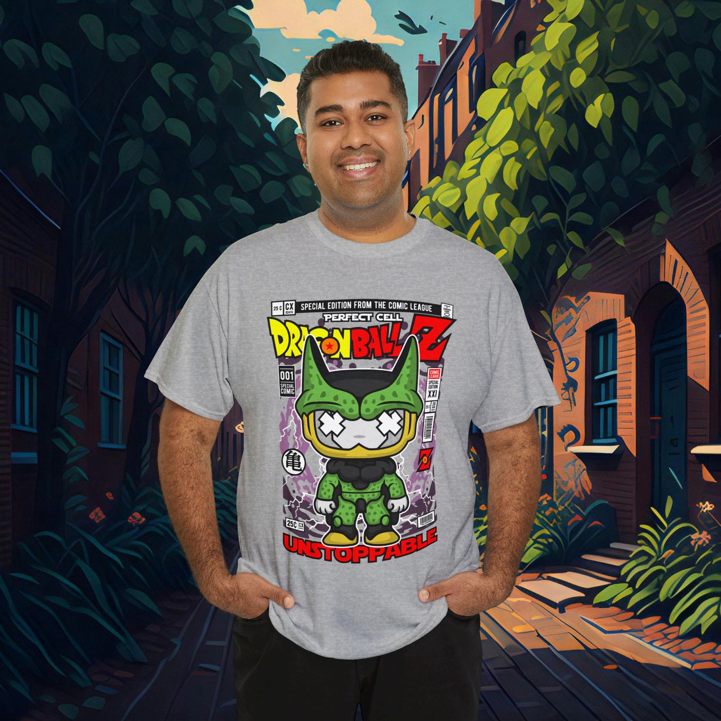 Perfect Cell DragonBall Z Pop Culture Mock Comic Cover heavy cotton T-shirt