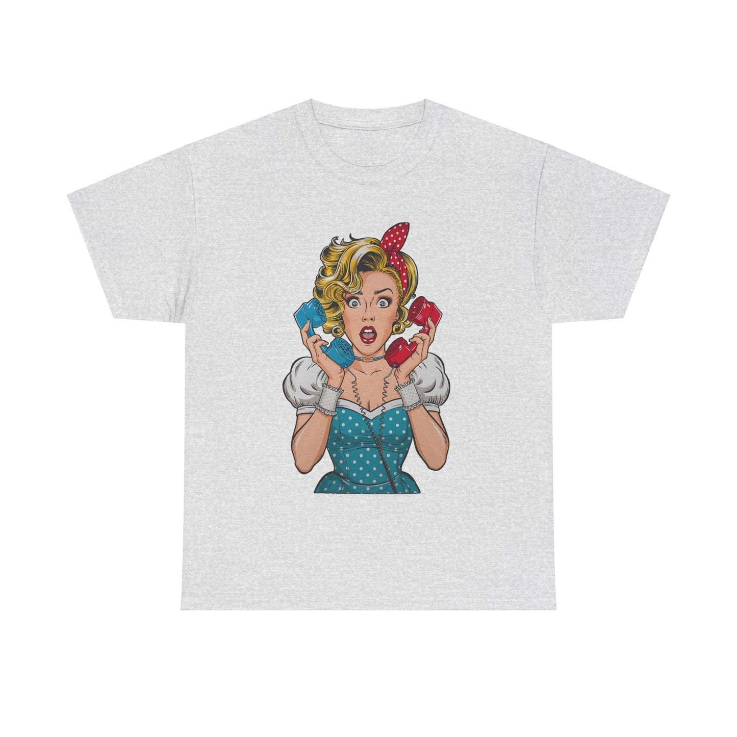 PopArt Girl on the Phone Tshirt unisex heavy cotton