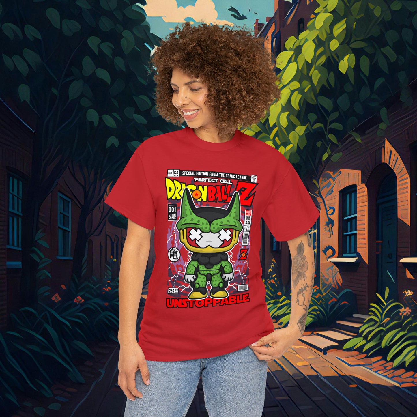 Perfect Cell DragonBall Z Pop Culture Mock Comic Cover heavy cotton T-shirt