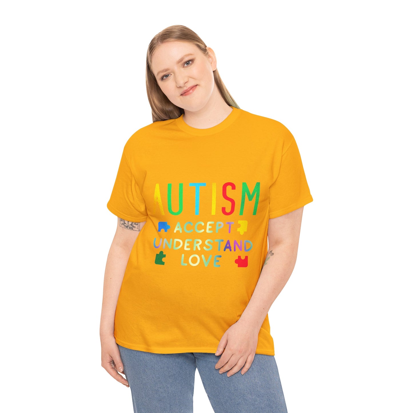 Autism ACCEPT UNDERSTAND LOVE T-shirt Unisex Heavy Cotton