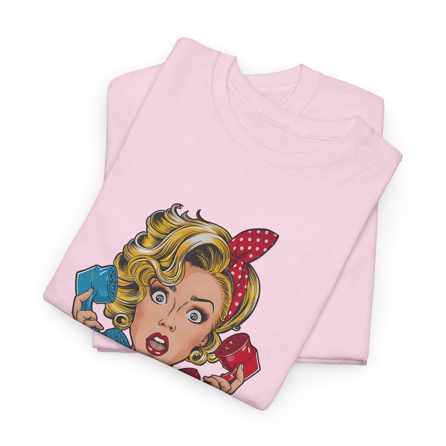 PopArt Girl on the Phone Tshirt unisex heavy cotton