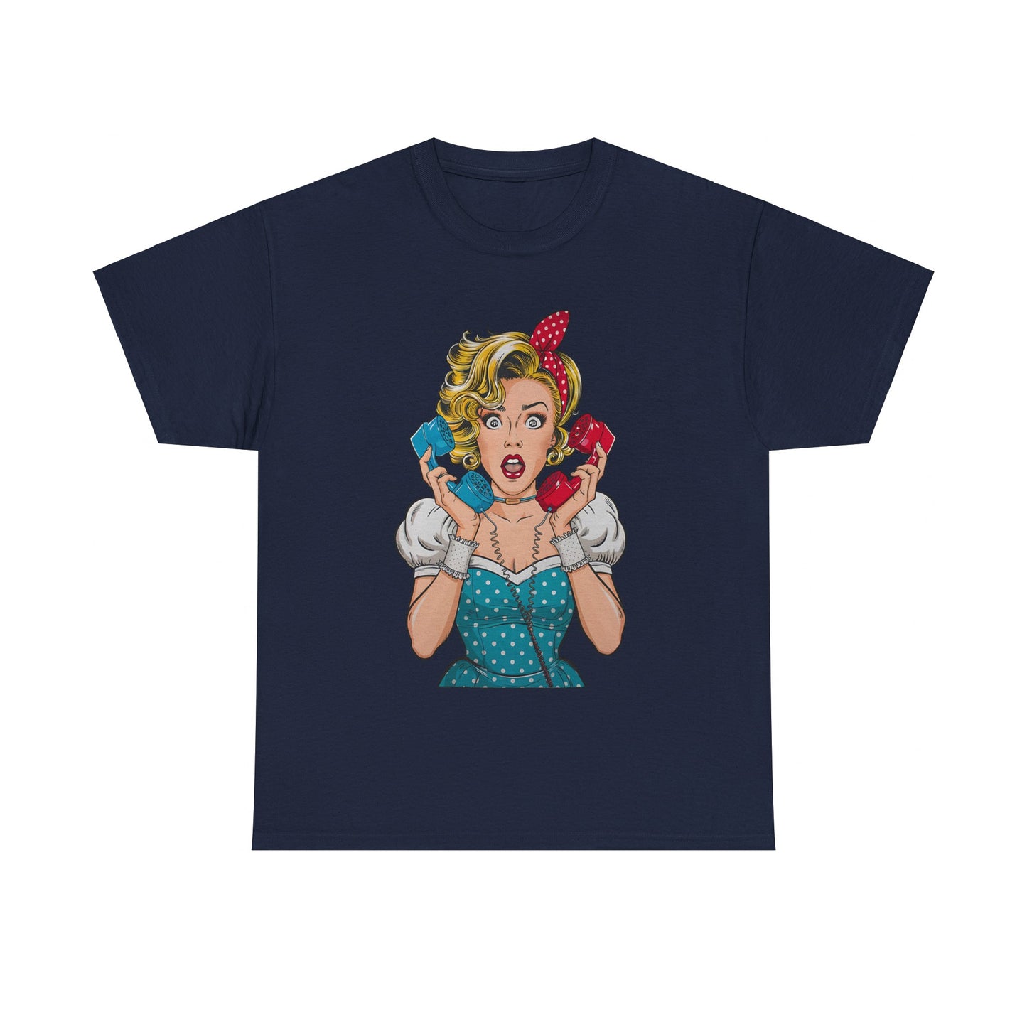 PopArt Girl on the Phone Tshirt unisex heavy cotton