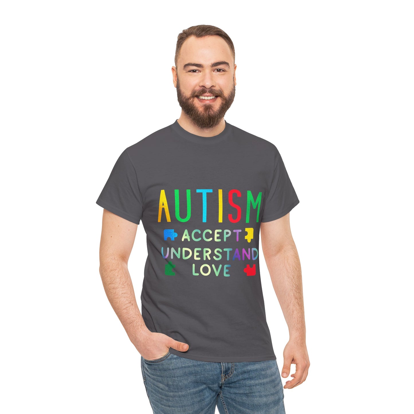 Autism ACCEPT UNDERSTAND LOVE T-shirt Unisex Heavy Cotton