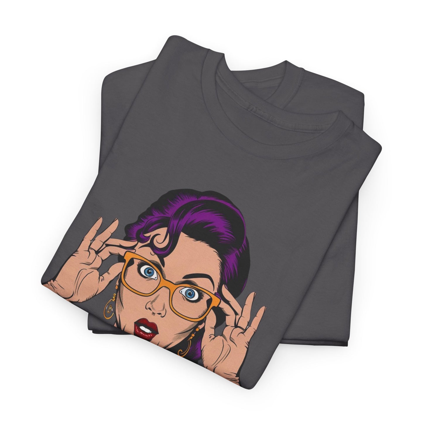 Sexy PopArt Girl Glasses and Braids Tshirt unisex heavy cotton