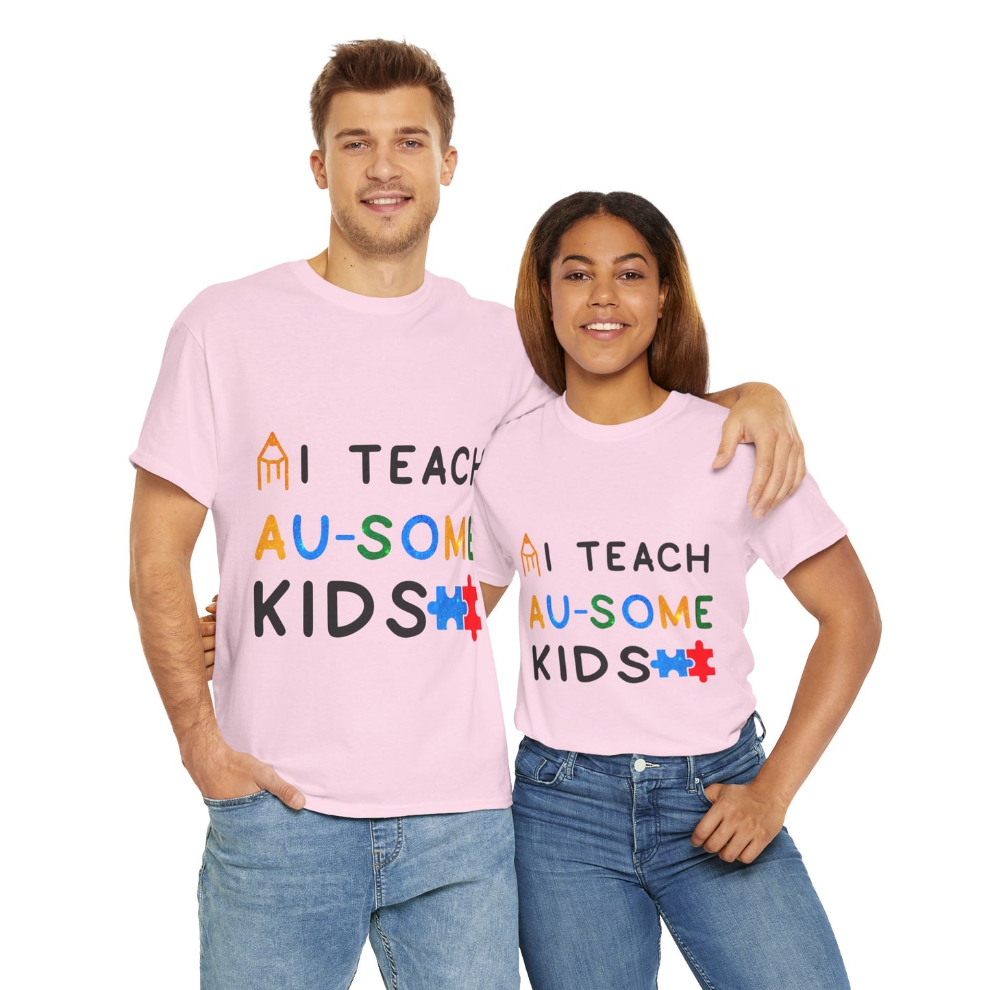 Autism I TEACH AU-SOME KIDS T-shirt Unisex Heavy Cotton