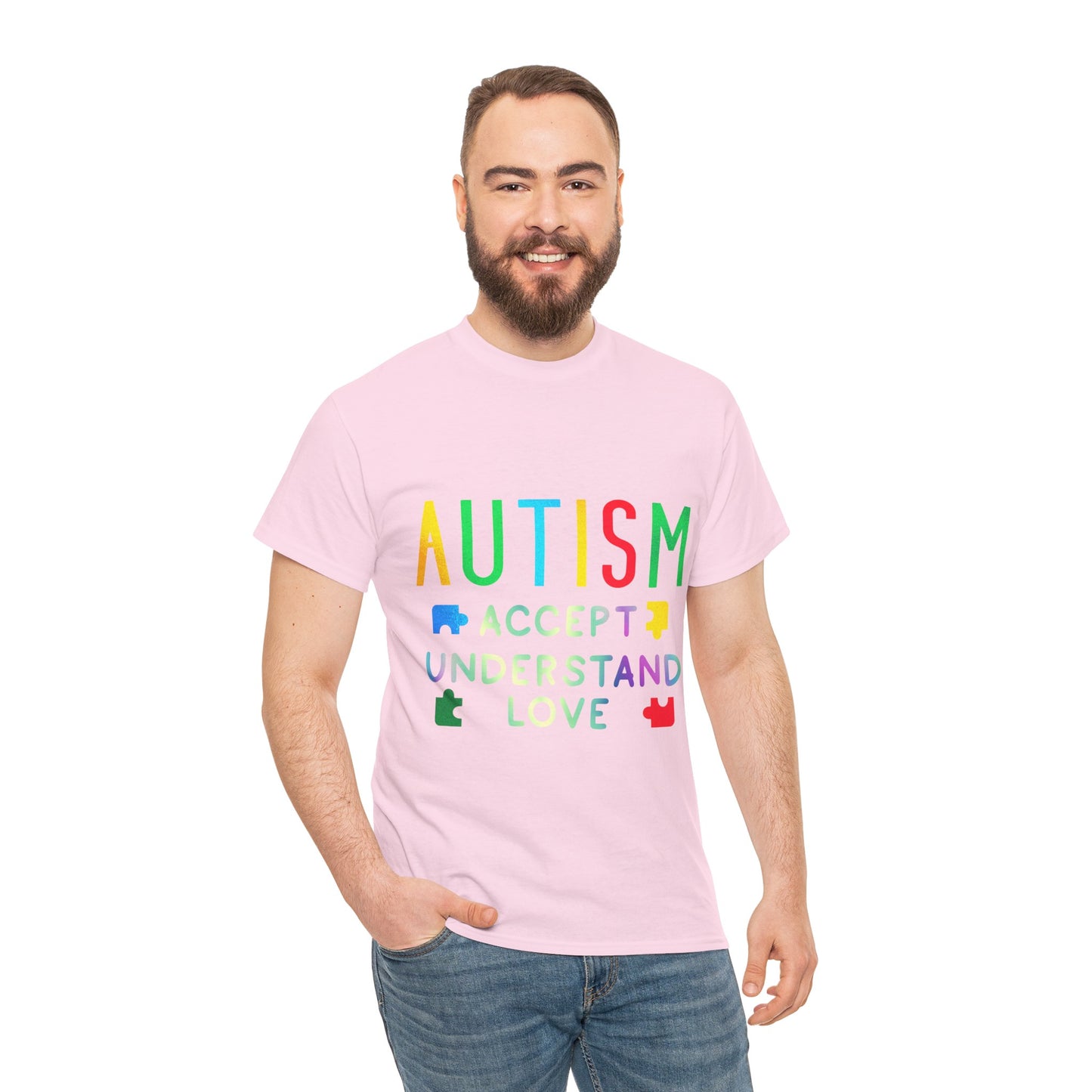 Autism ACCEPT UNDERSTAND LOVE T-shirt Unisex Heavy Cotton
