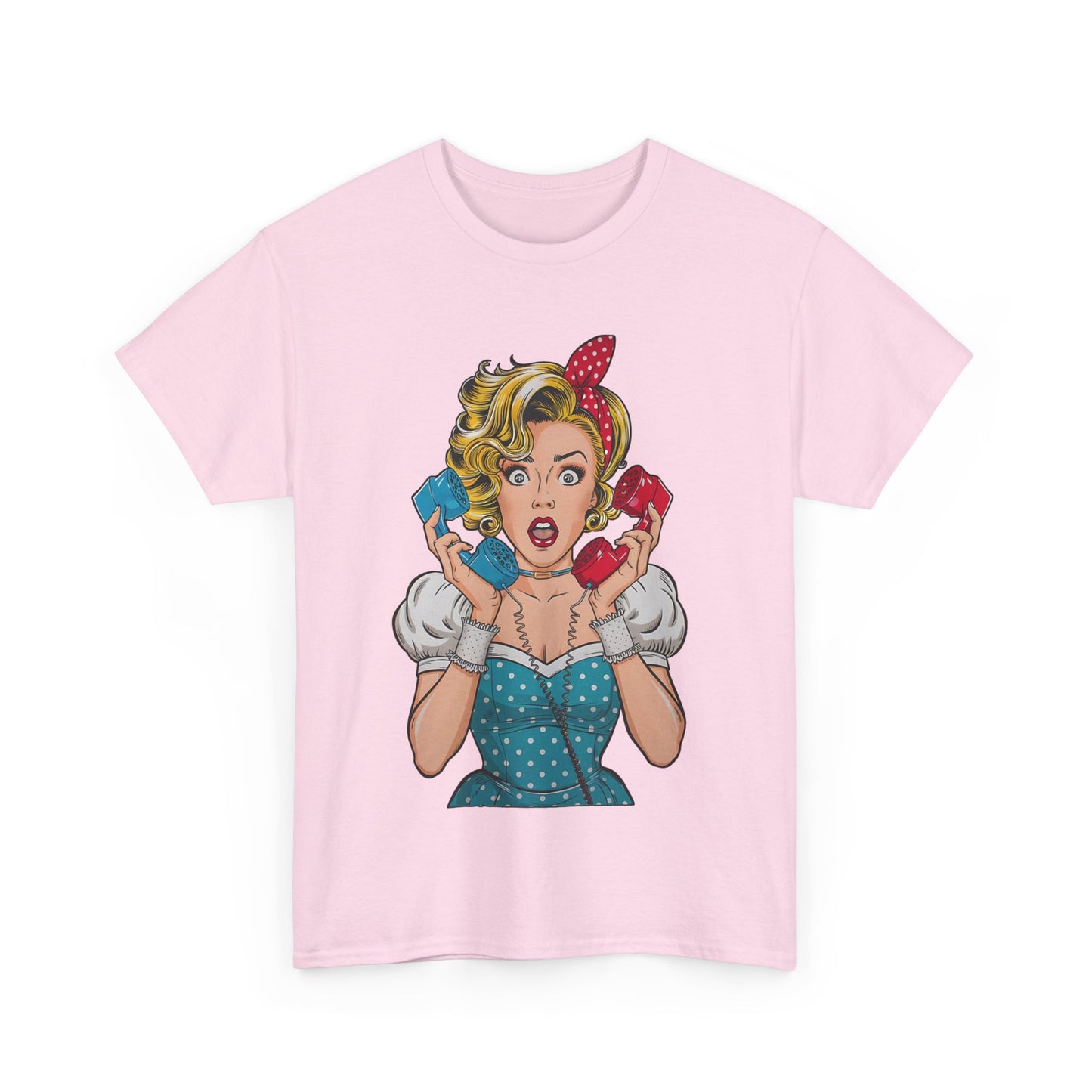 PopArt Girl on the Phone Tshirt unisex heavy cotton