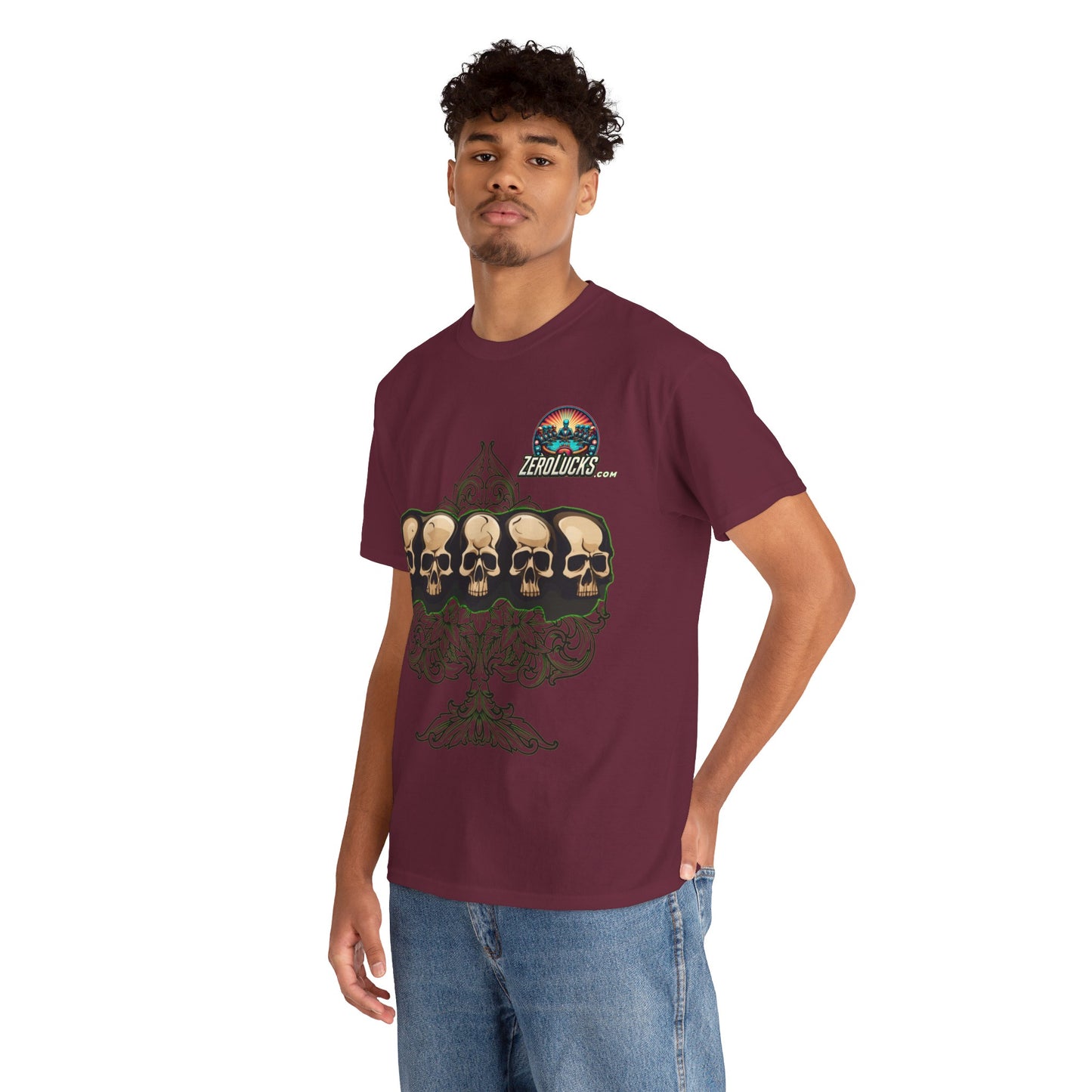 No Lucks Skulls with Spade T-shirt Unisex Heavy Cotton
