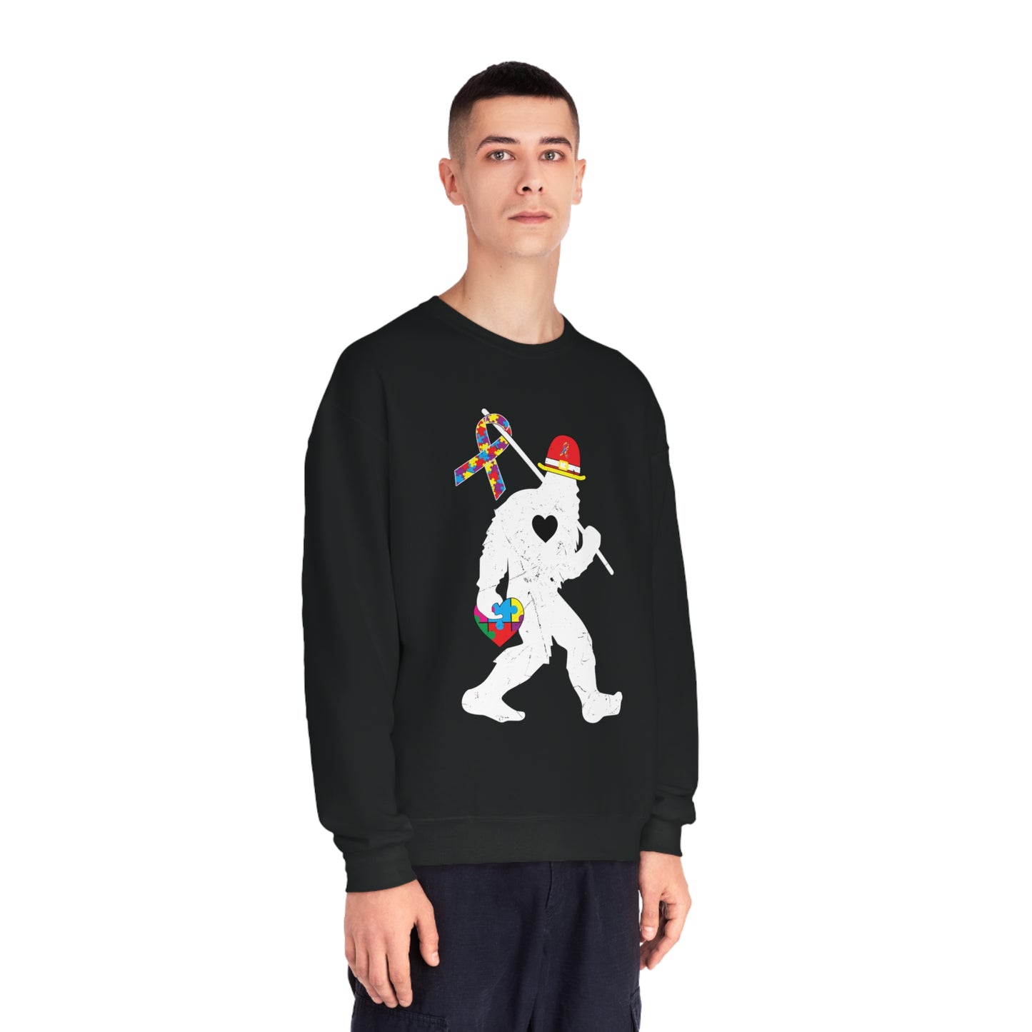 Bigfoot Heart Puzzle Piece Autism Unisex NuBlend® Crewneck Sweatshirt