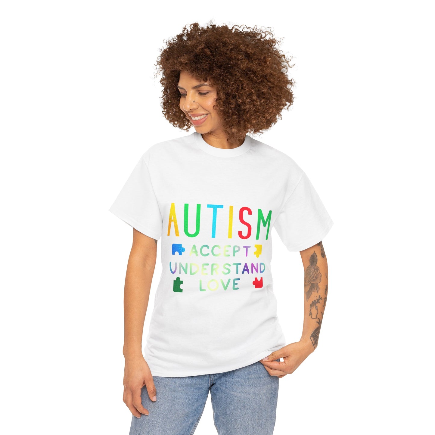 Autism ACCEPT UNDERSTAND LOVE T-shirt Unisex Heavy Cotton