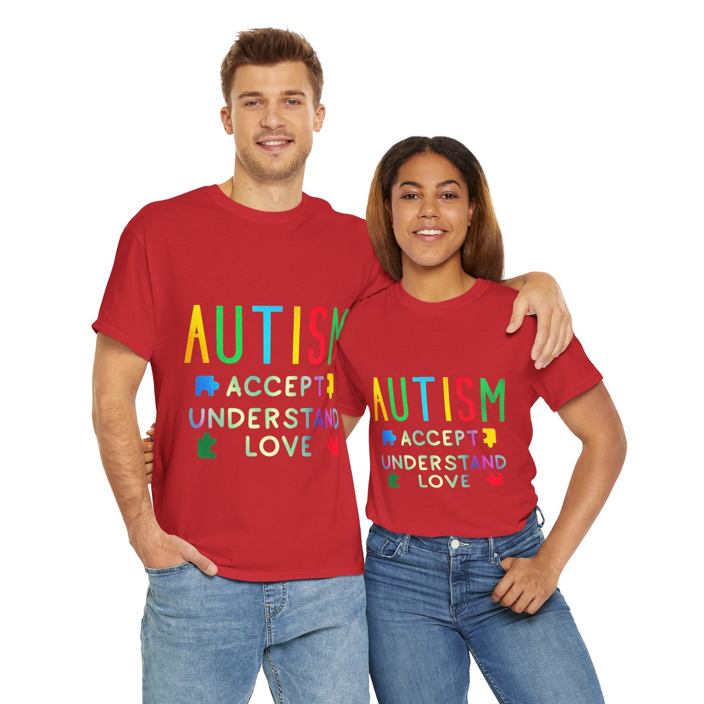 Autism ACCEPT UNDERSTAND LOVE T-shirt Unisex Heavy Cotton