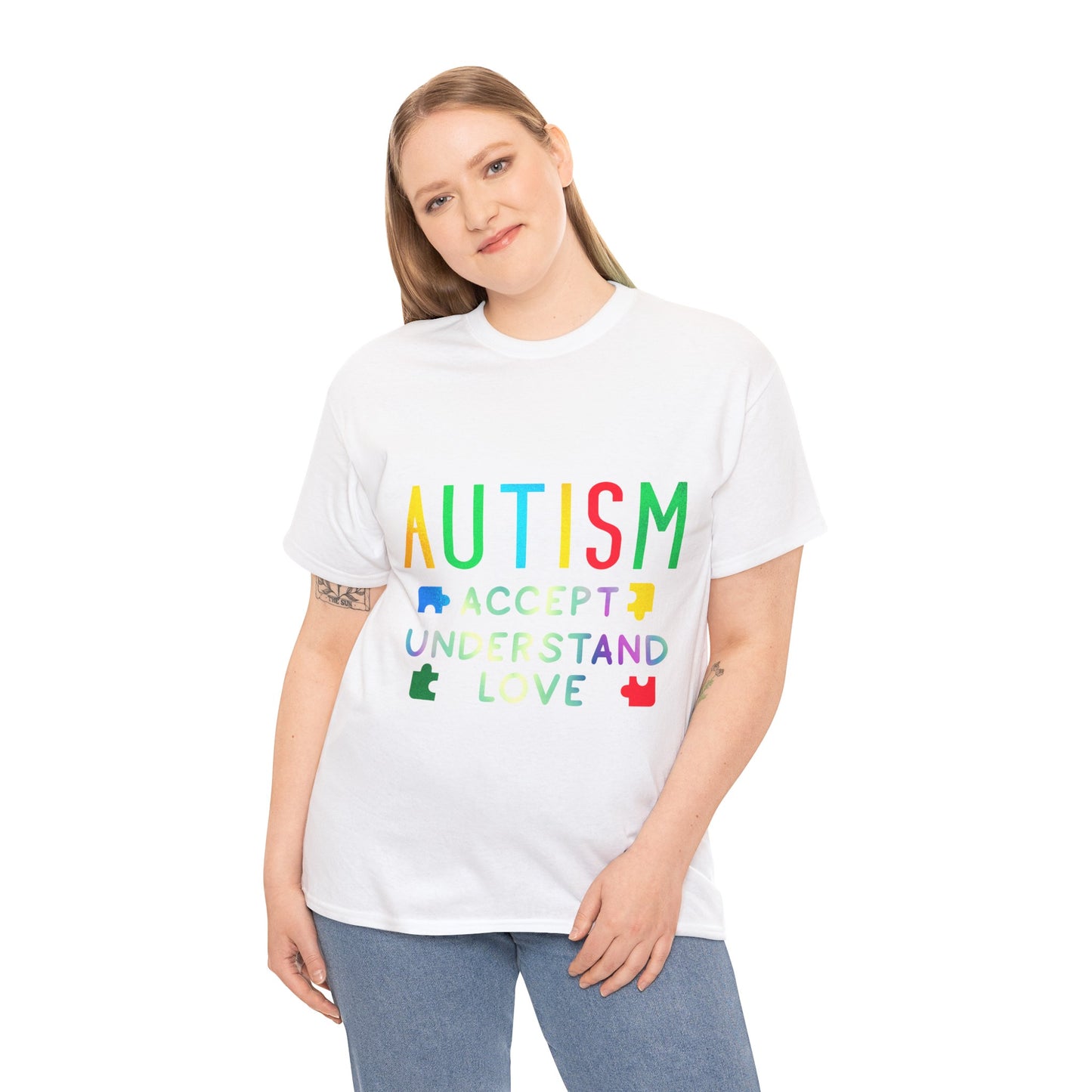 Autism ACCEPT UNDERSTAND LOVE T-shirt Unisex Heavy Cotton