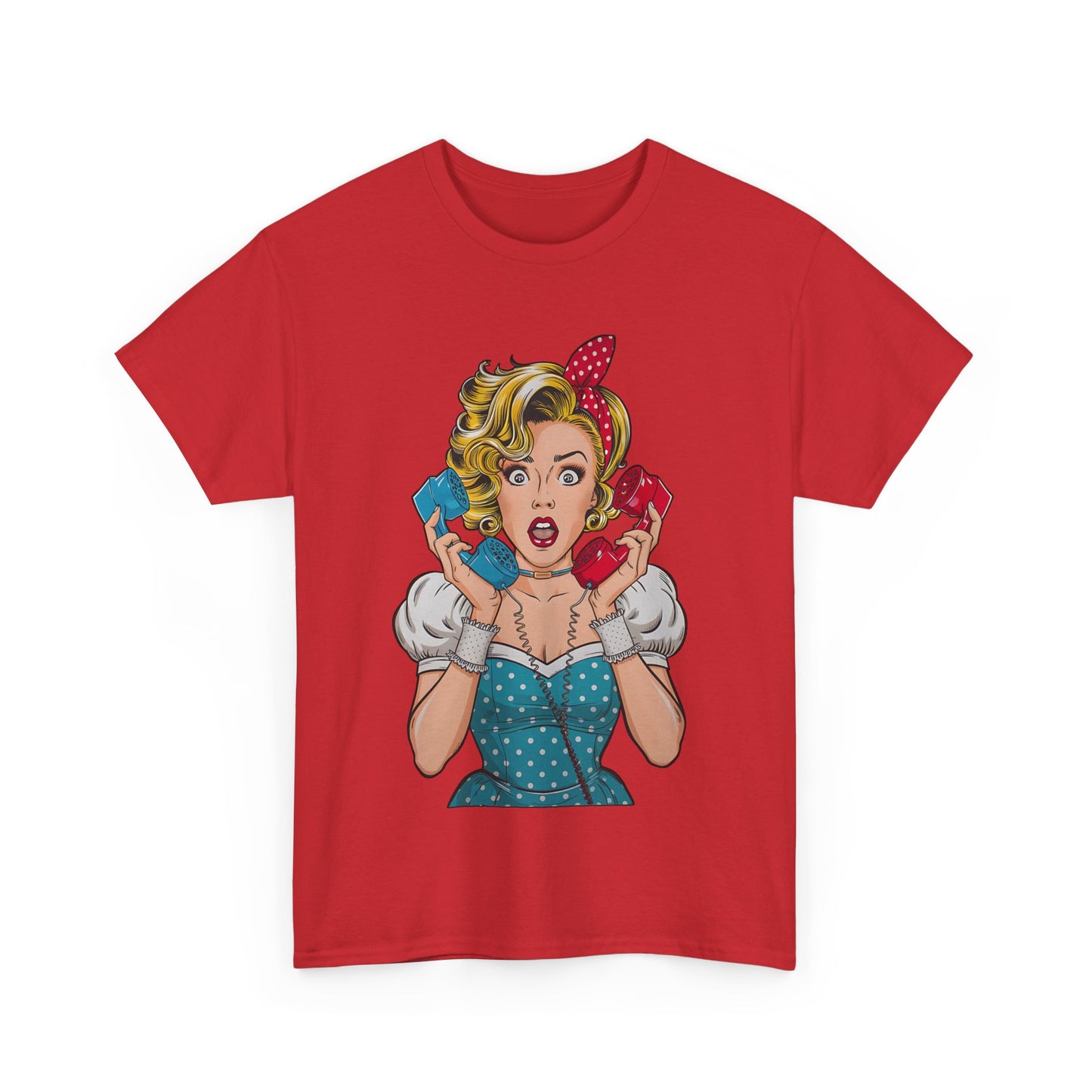 PopArt Girl on the Phone Tshirt unisex heavy cotton