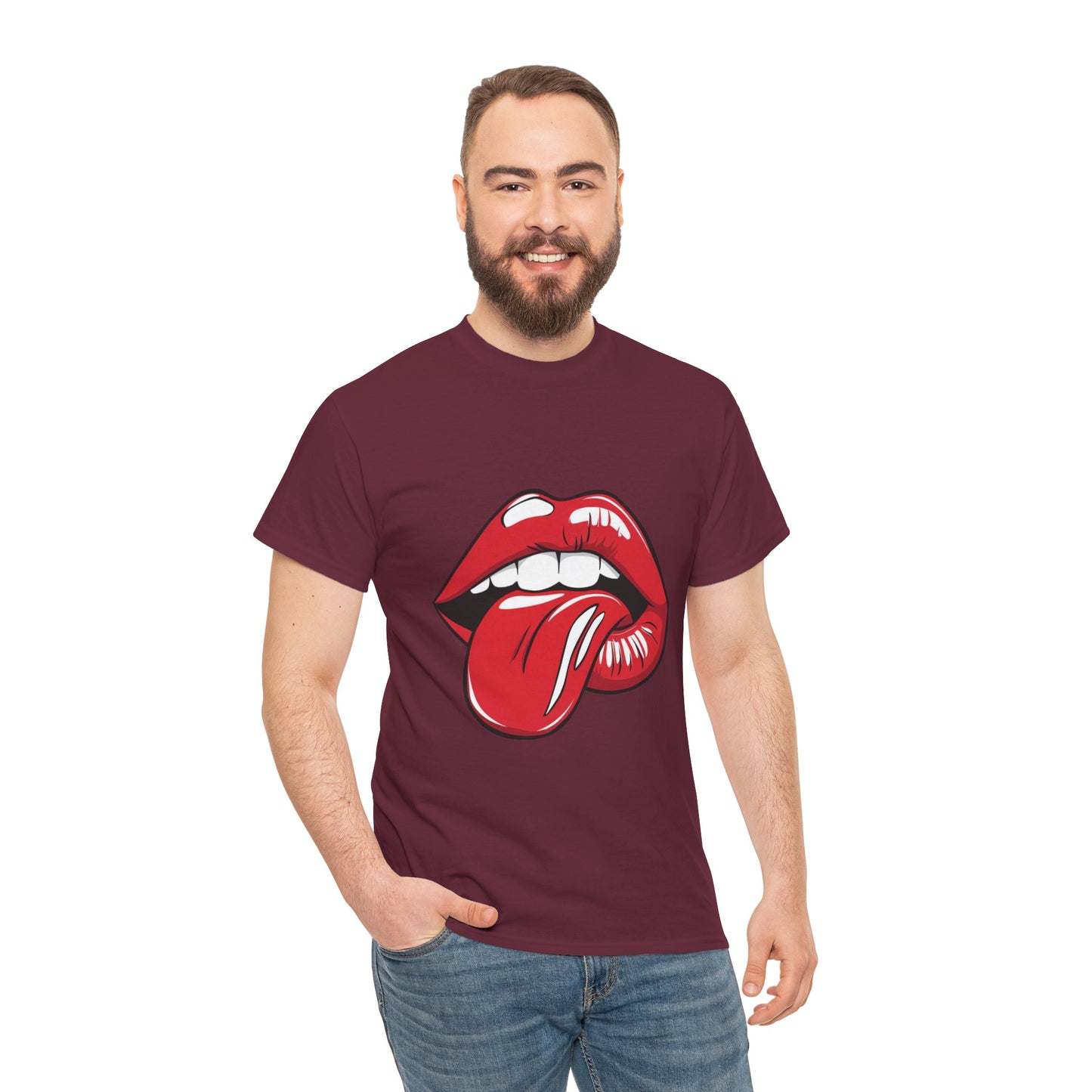 Sexy Retro PopArt Red Lips and Tounge Unisex heavy cotton Tshirt
