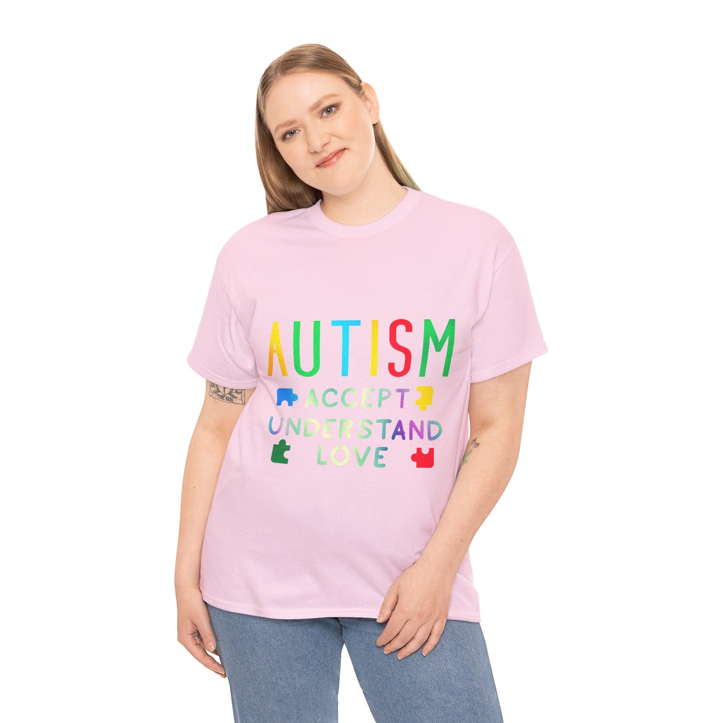 Autism ACCEPT UNDERSTAND LOVE T-shirt Unisex Heavy Cotton