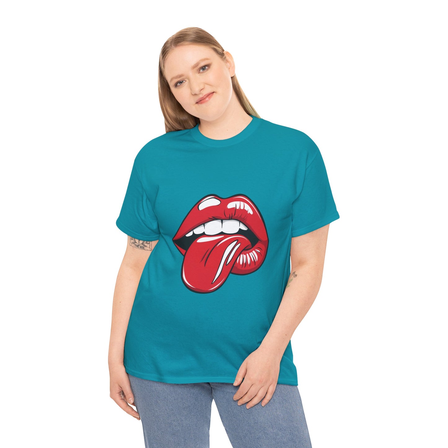 Sexy Retro PopArt Red Lips and Tounge Unisex heavy cotton Tshirt