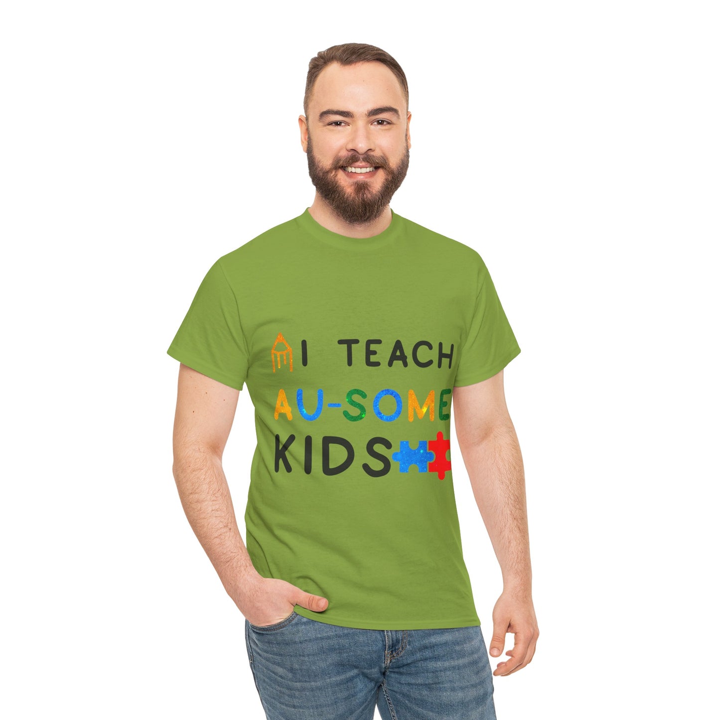 Autism I TEACH AU-SOME KIDS T-shirt Unisex Heavy Cotton
