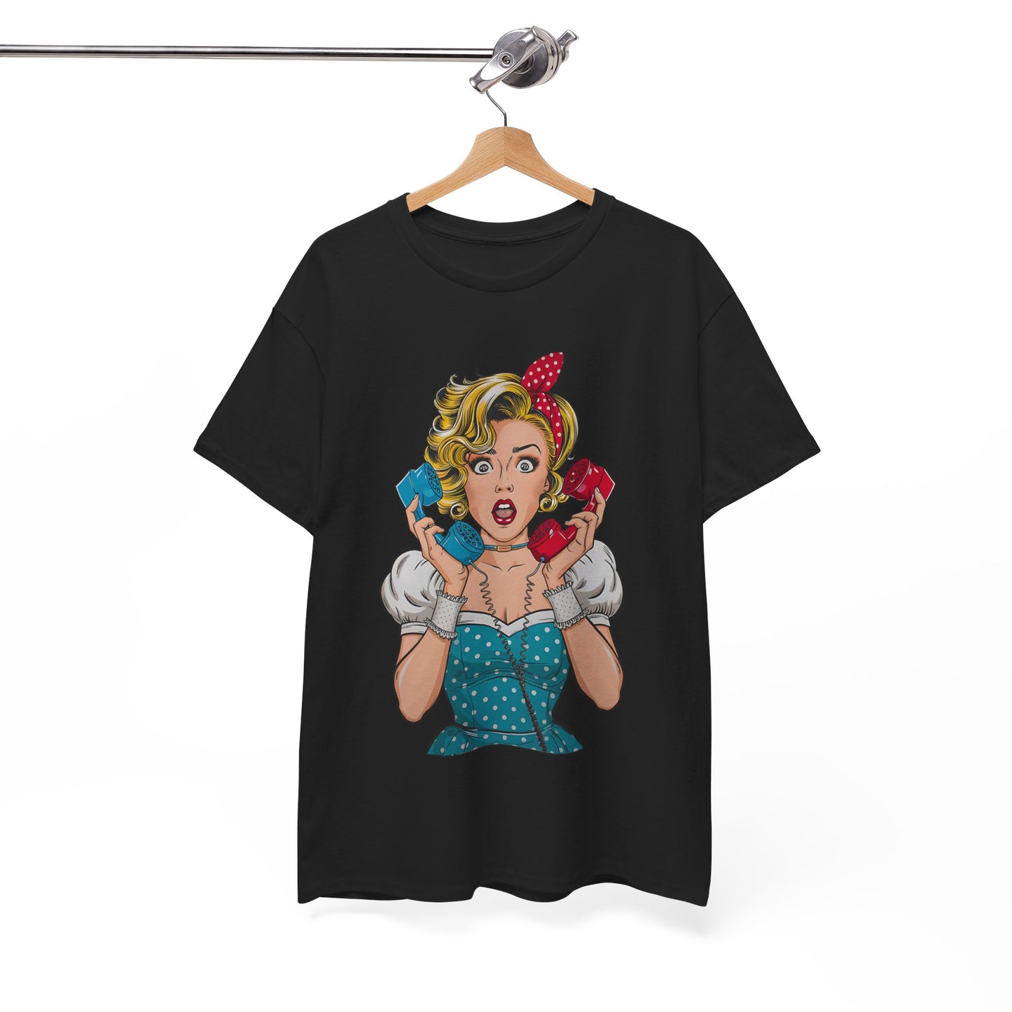 PopArt Girl on the Phone Tshirt unisex heavy cotton
