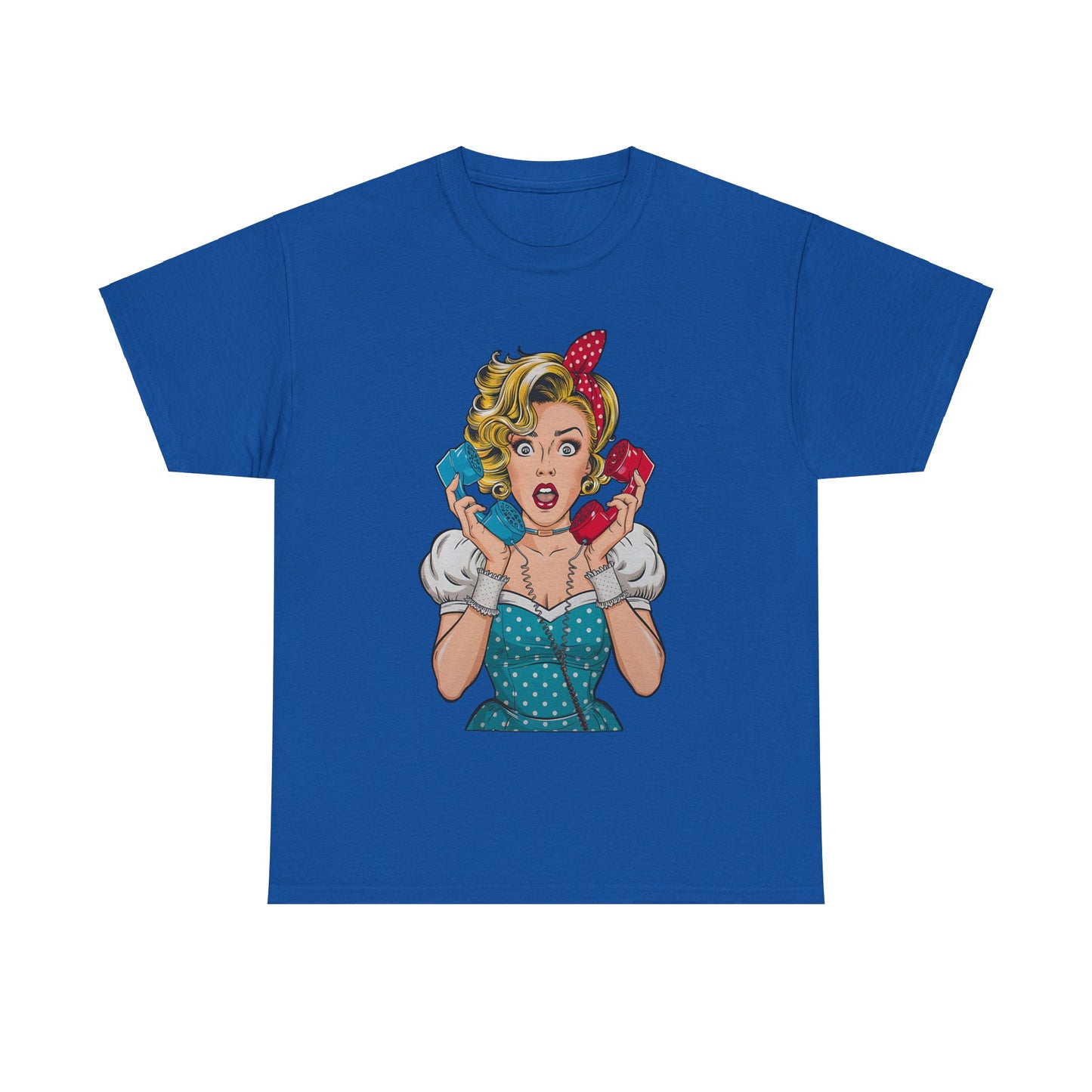 PopArt Girl on the Phone Tshirt unisex heavy cotton
