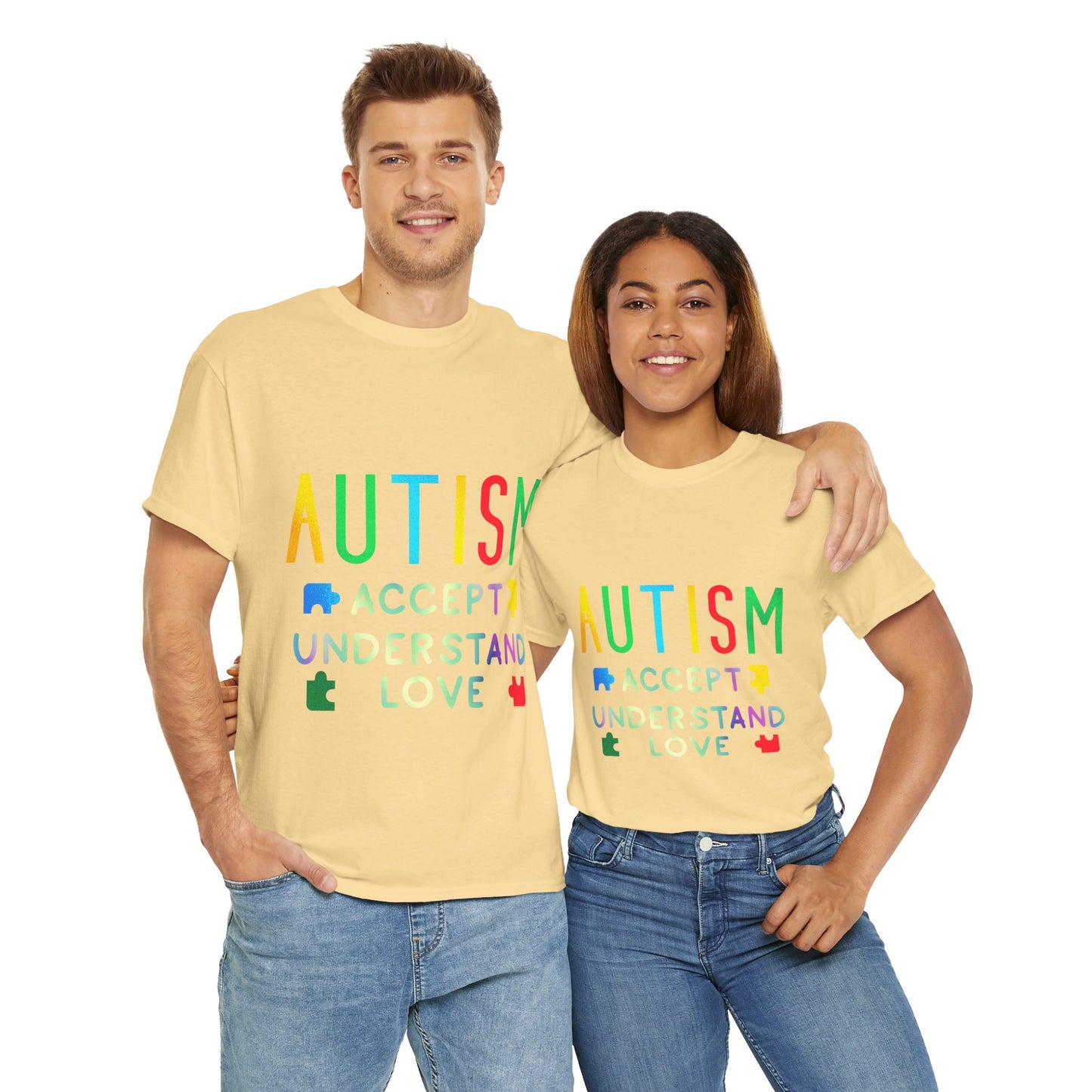 Autism ACCEPT UNDERSTAND LOVE T-shirt Unisex Heavy Cotton