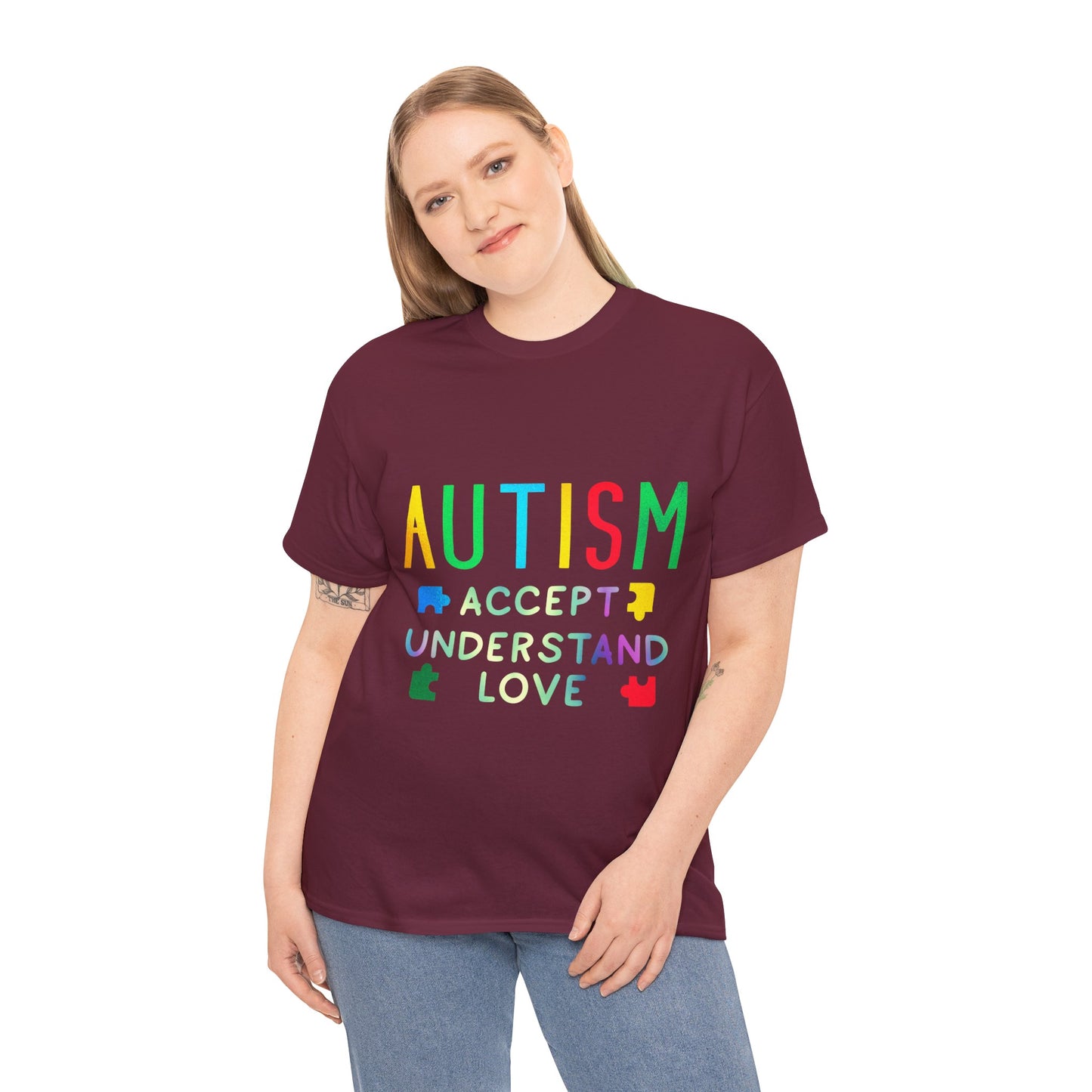 Autism ACCEPT UNDERSTAND LOVE T-shirt Unisex Heavy Cotton