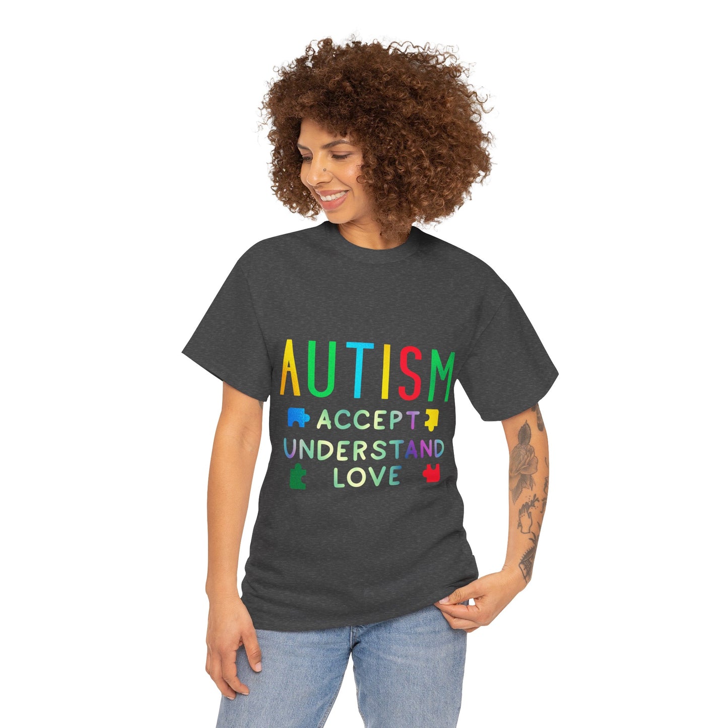 Autism ACCEPT UNDERSTAND LOVE T-shirt Unisex Heavy Cotton