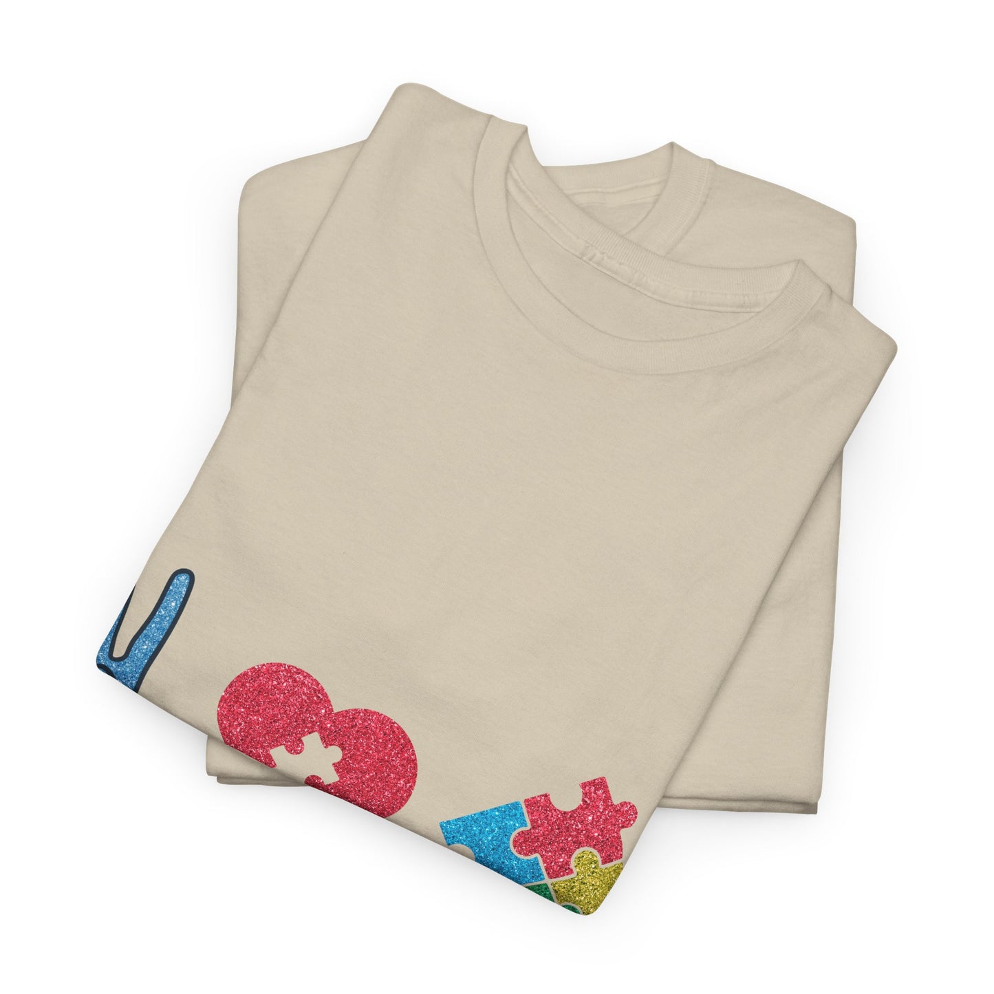 Autism Peace Love Autism T-shirt Unisex Heavy Cotton