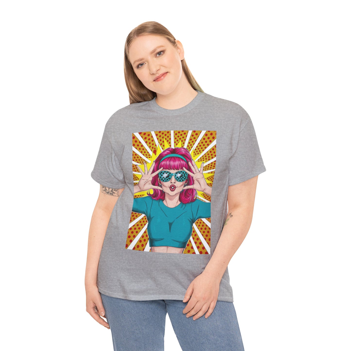 Sexy Retro PopArt Girl Vibrant Colors Unisex heavy cotton Tshirt
