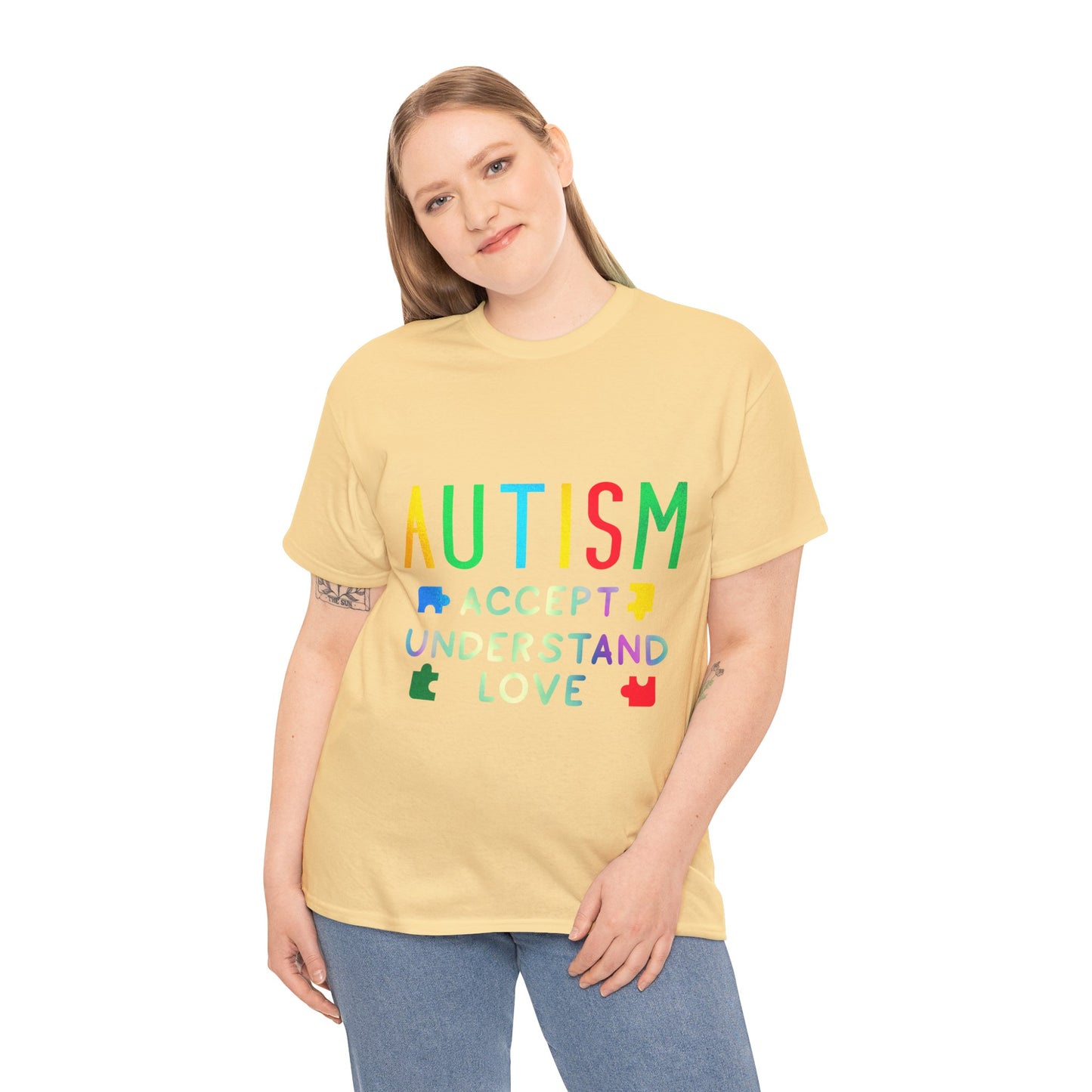Autism ACCEPT UNDERSTAND LOVE T-shirt Unisex Heavy Cotton