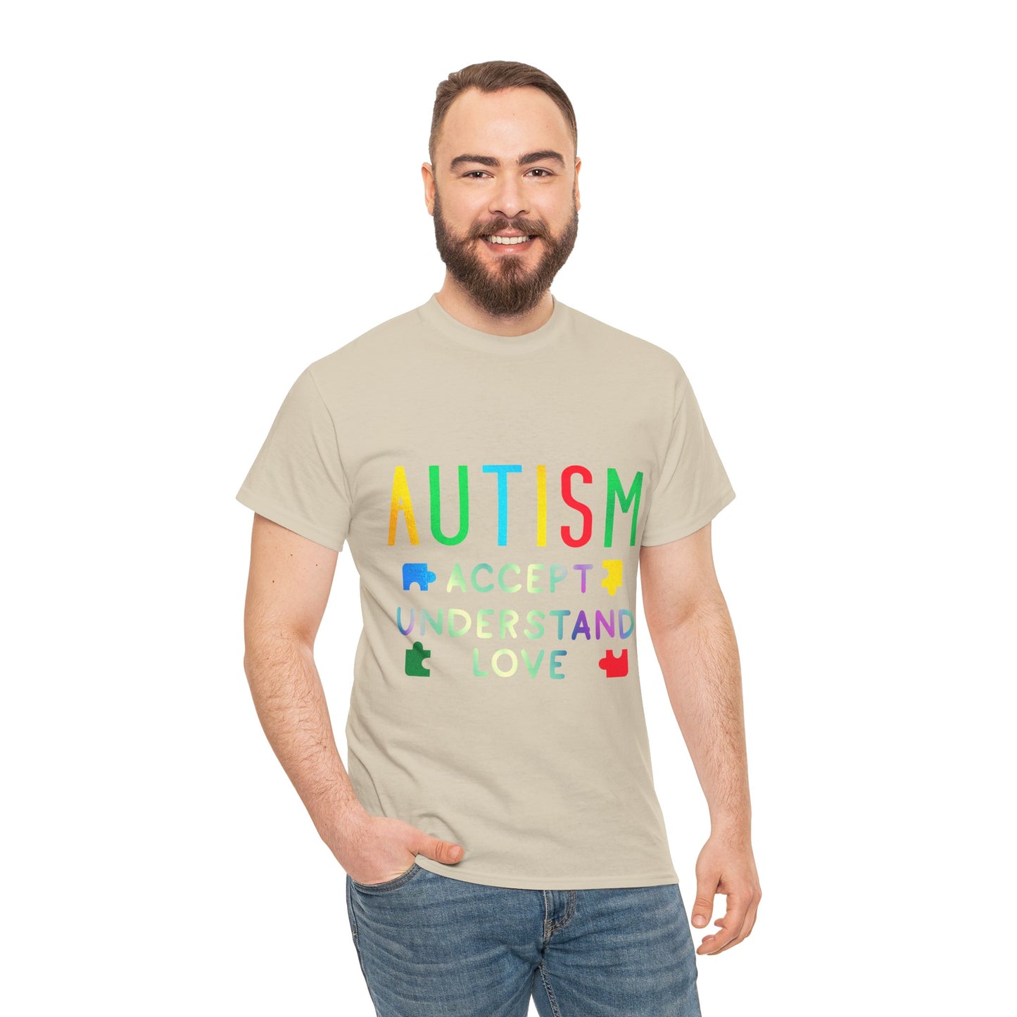 Autism ACCEPT UNDERSTAND LOVE T-shirt Unisex Heavy Cotton