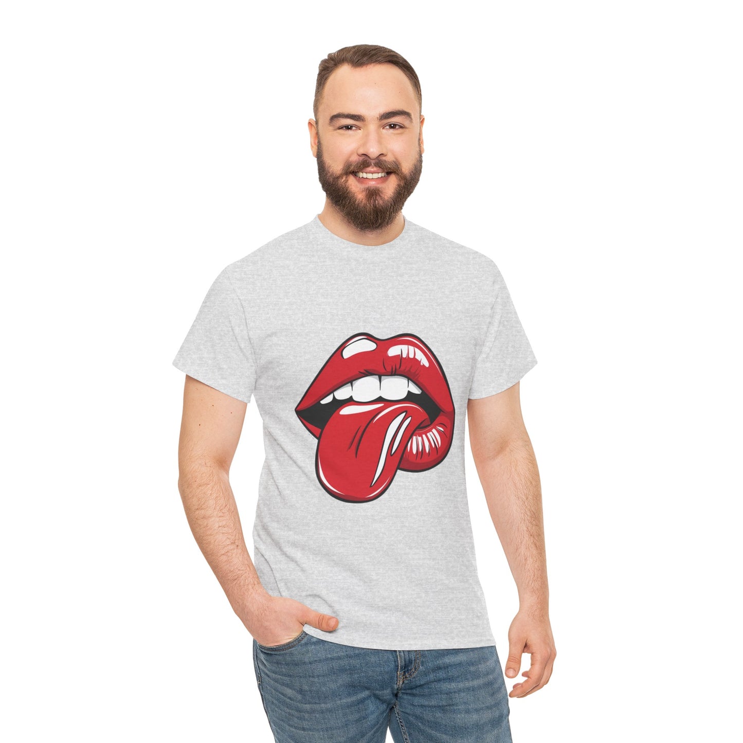 Sexy Retro PopArt Red Lips and Tounge Unisex heavy cotton Tshirt