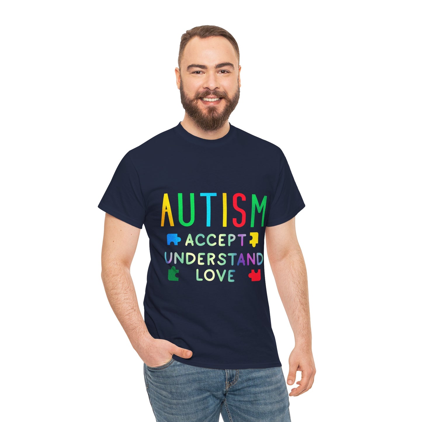 Autism ACCEPT UNDERSTAND LOVE T-shirt Unisex Heavy Cotton
