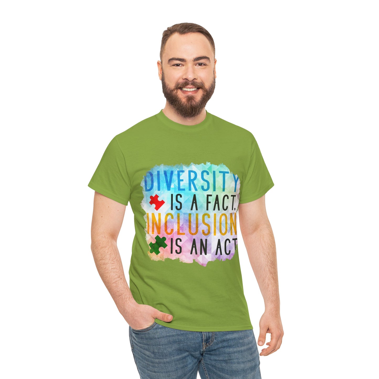 Autism Diversity is a Fact, Inclusion is an Act T-shirt Unisex Heavy Cotton