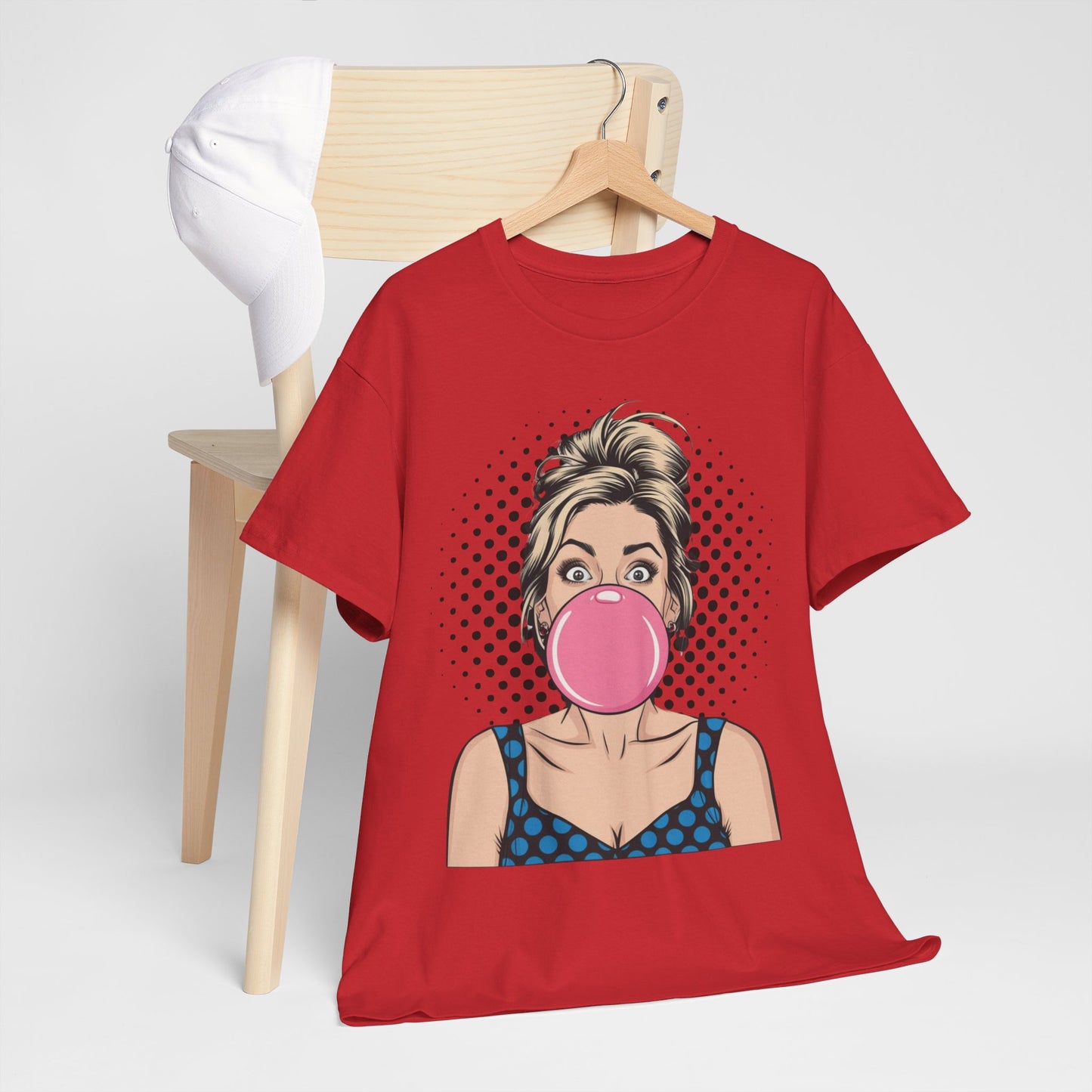 PopArt Girl Bubble Gum Bubble Tshirt unisex heavy cotton