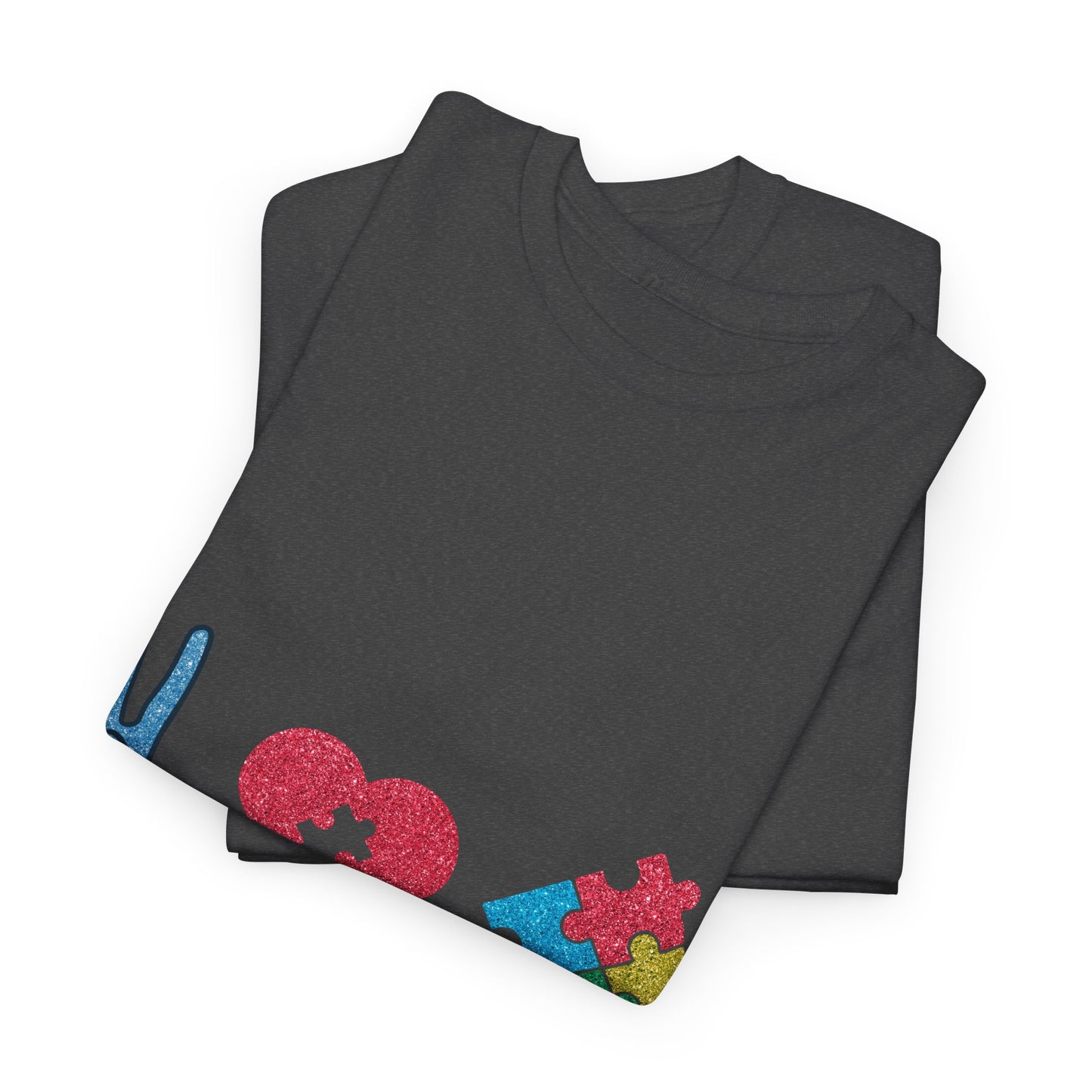 Autism Peace Love Autism T-shirt Unisex Heavy Cotton