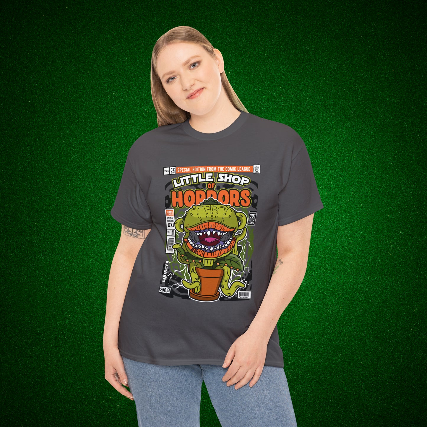 Little Shop of Horrors Audrey Pop Culture Mock Comic Cover heavy cotton T-shirt