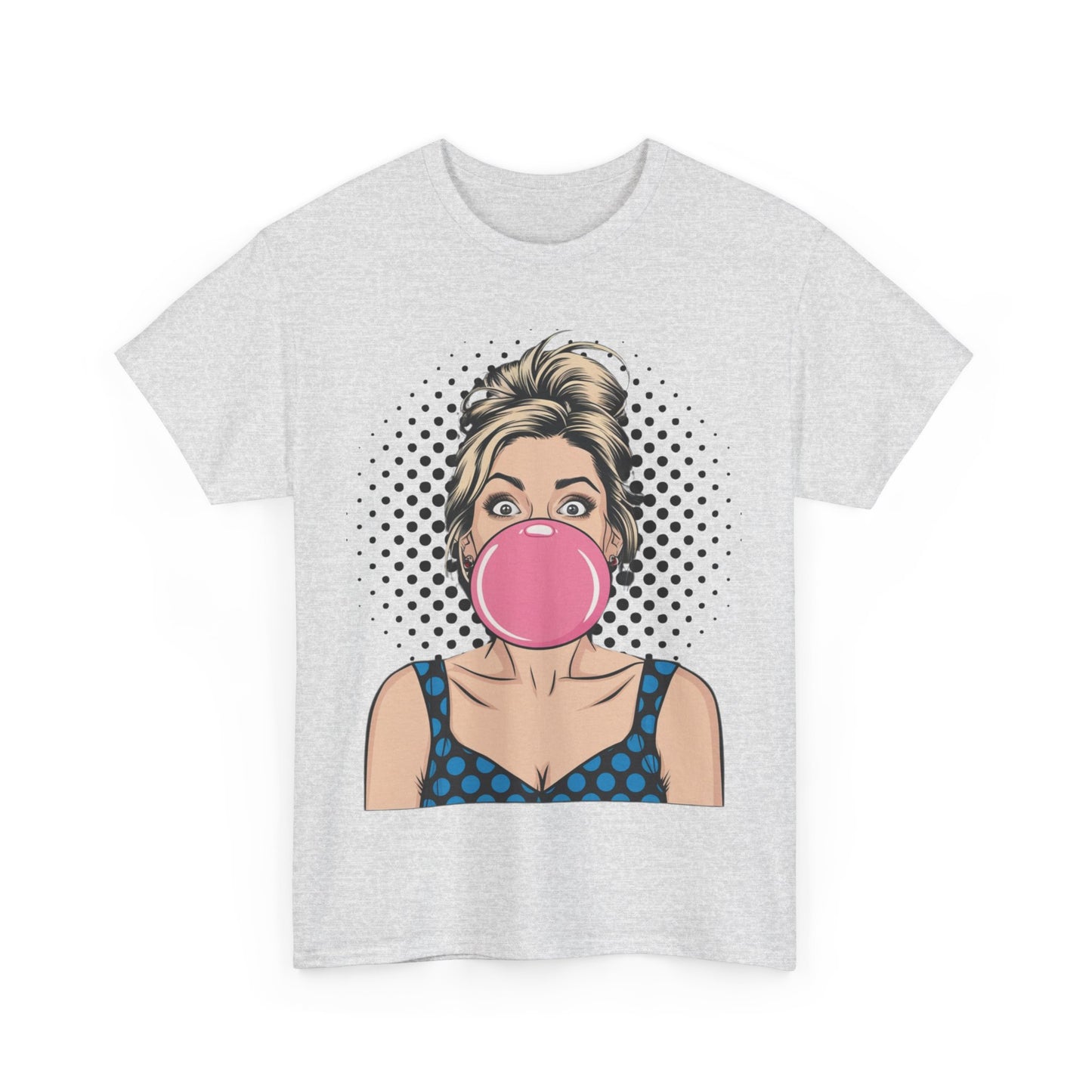 PopArt Girl Bubble Gum Bubble Tshirt unisex heavy cotton