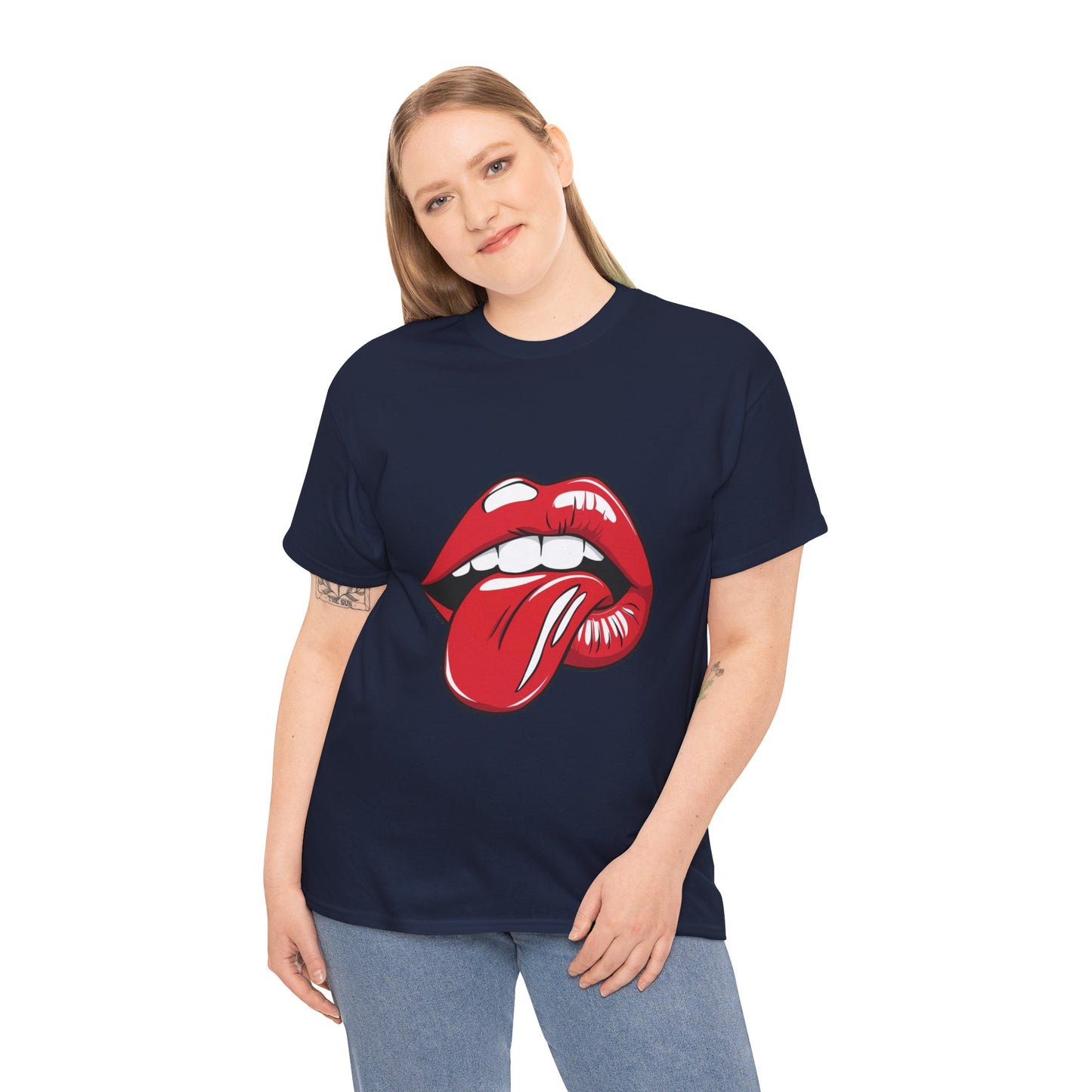 Sexy Retro PopArt Red Lips and Tounge Unisex heavy cotton Tshirt